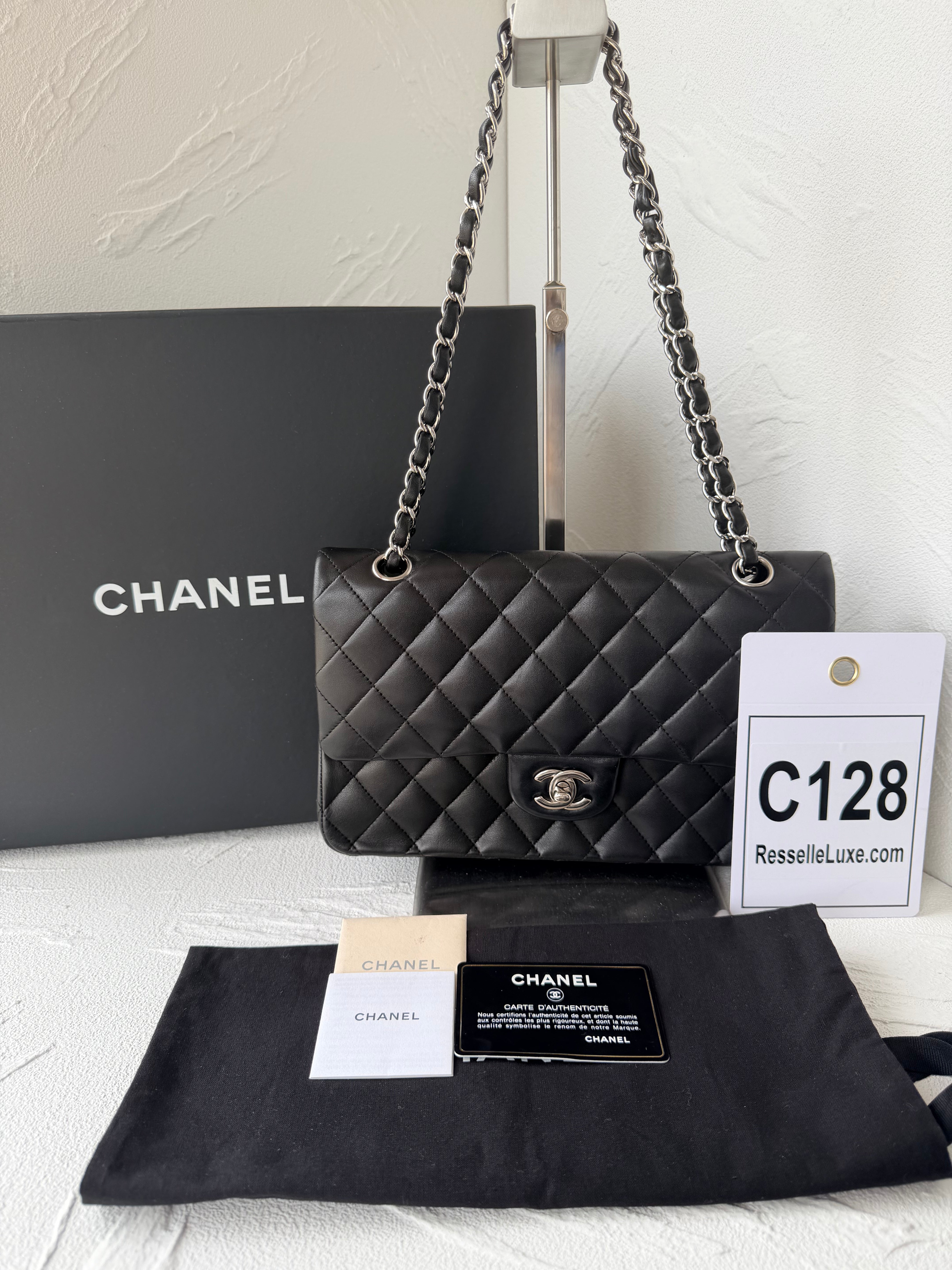 Chanel Classic Flap Medium, Black Lambskin Leather