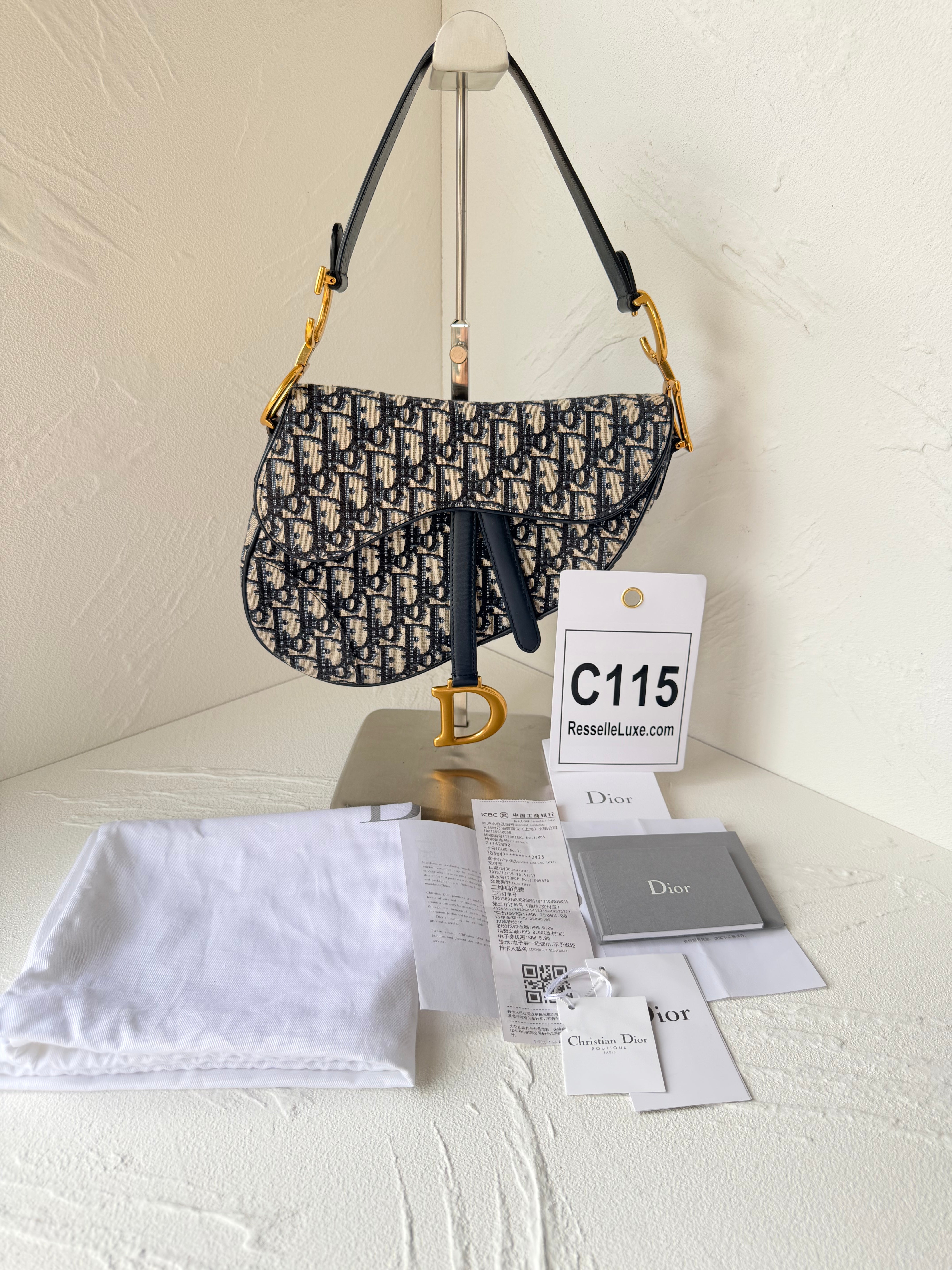 Dior Saddle Medium Bag, Blue Dior Oblique Canvas