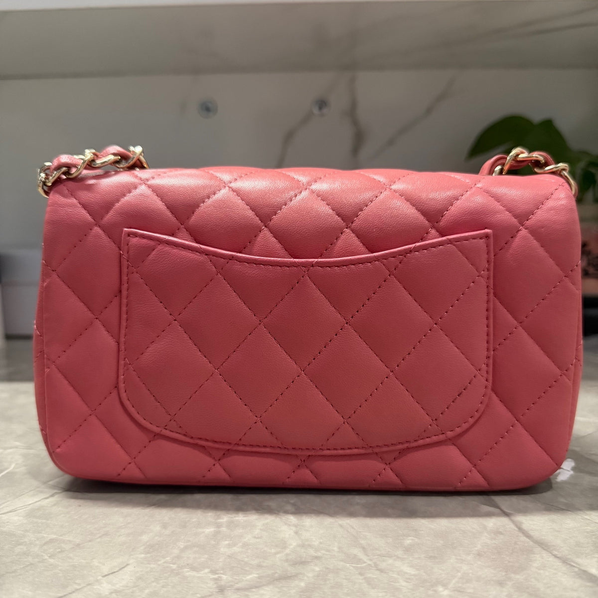 Chanel Large Mini Classic Flap Bag Pink Lambskin Valentine