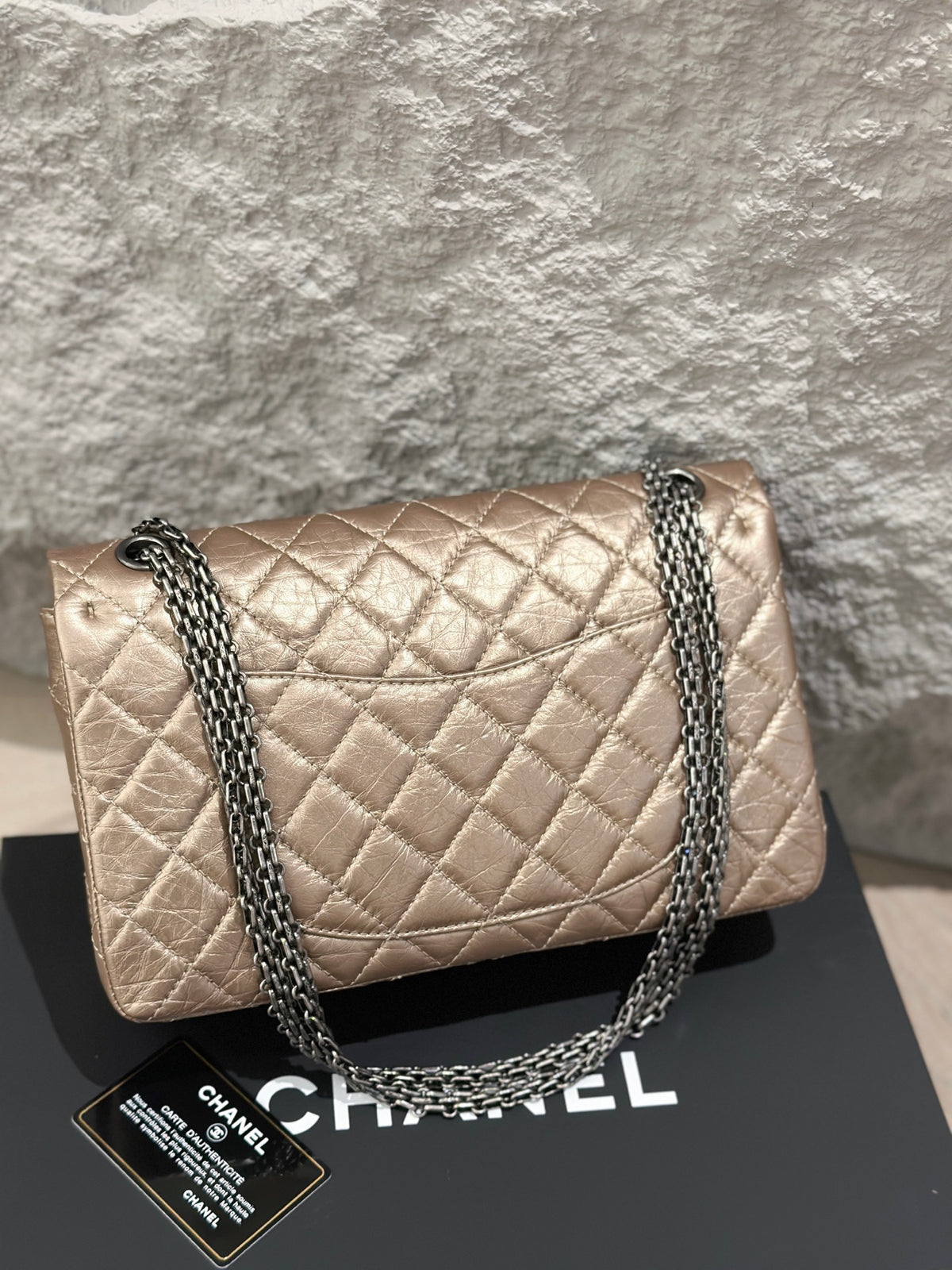 Chanel 2.55 Medium, Metallic Gold Aged Calfskin