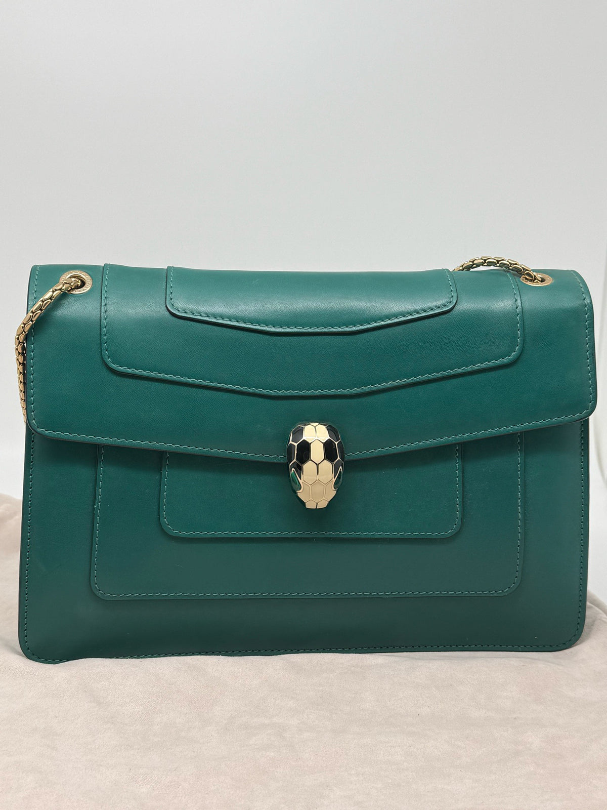 Bvlgari Serpenti Forever Green Leather Chain