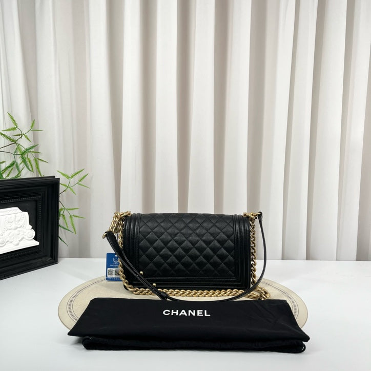 Chanel Le Boy Small Black Quilted Flap Bag