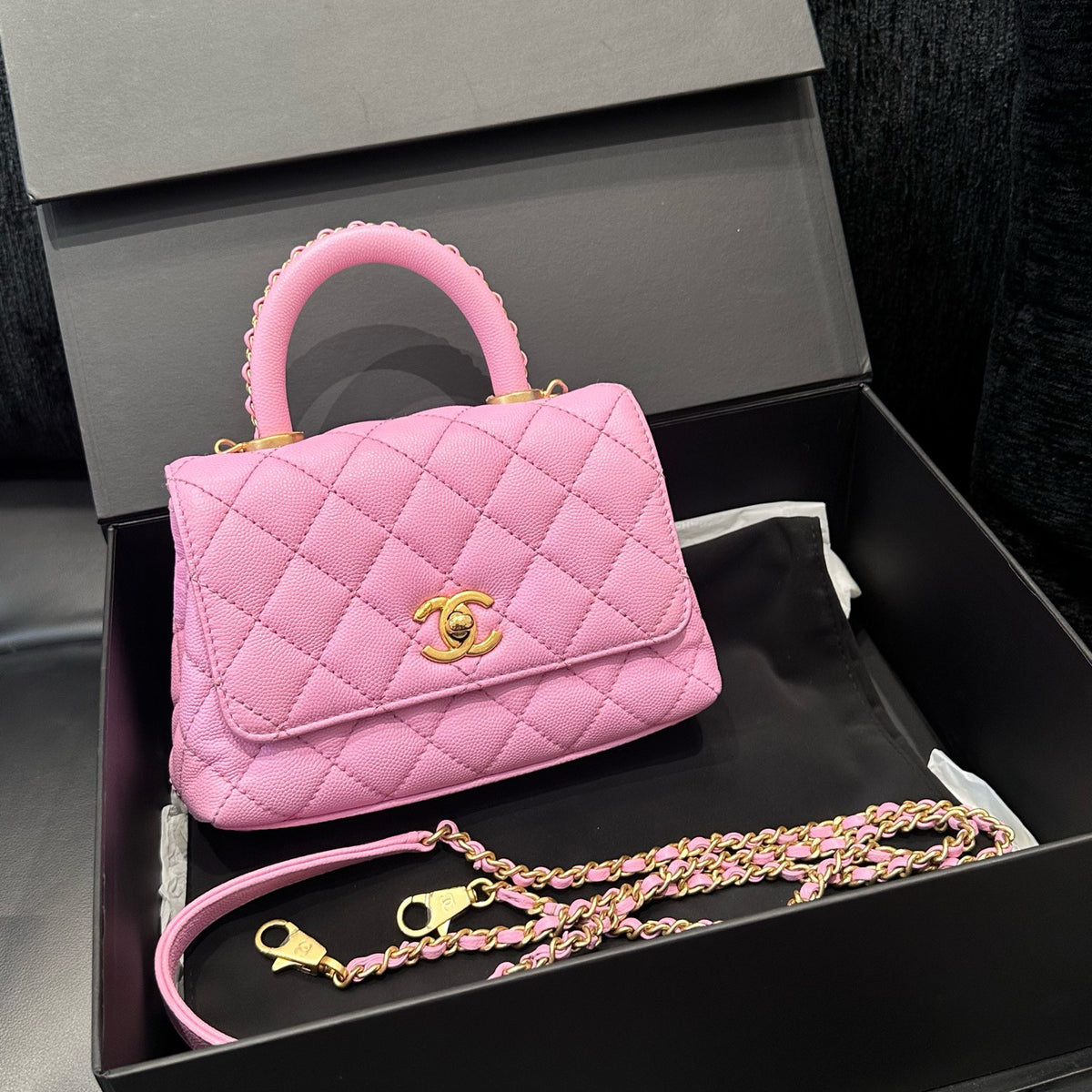 Chanel Coco Handle Mini, Pink Caviar Leather