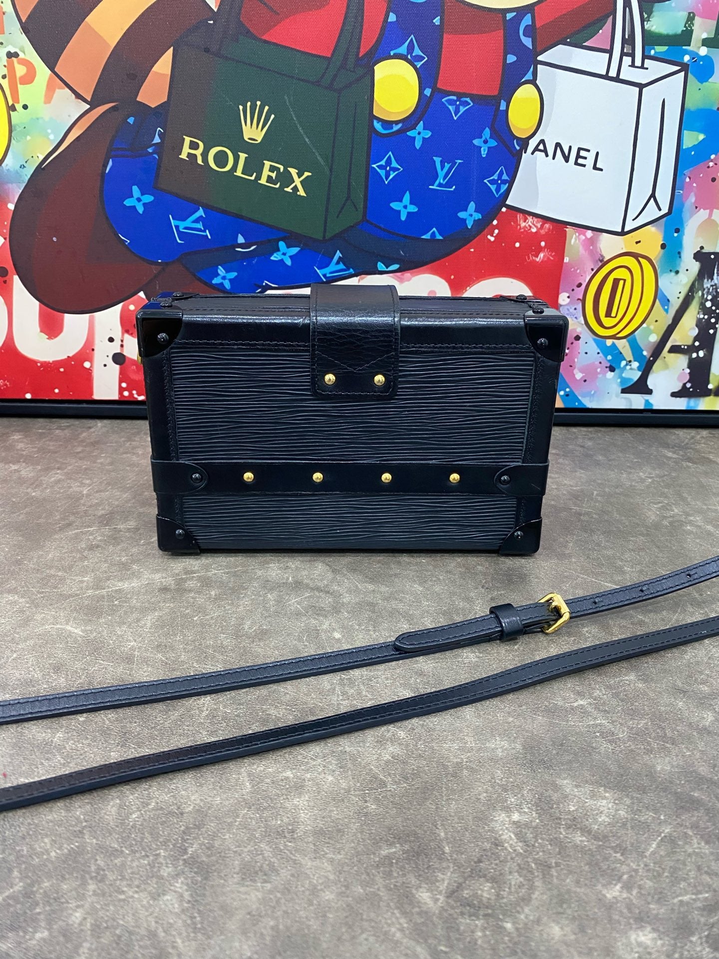 Louis Vuitton Black Epi Leather Petite Malle Trunk