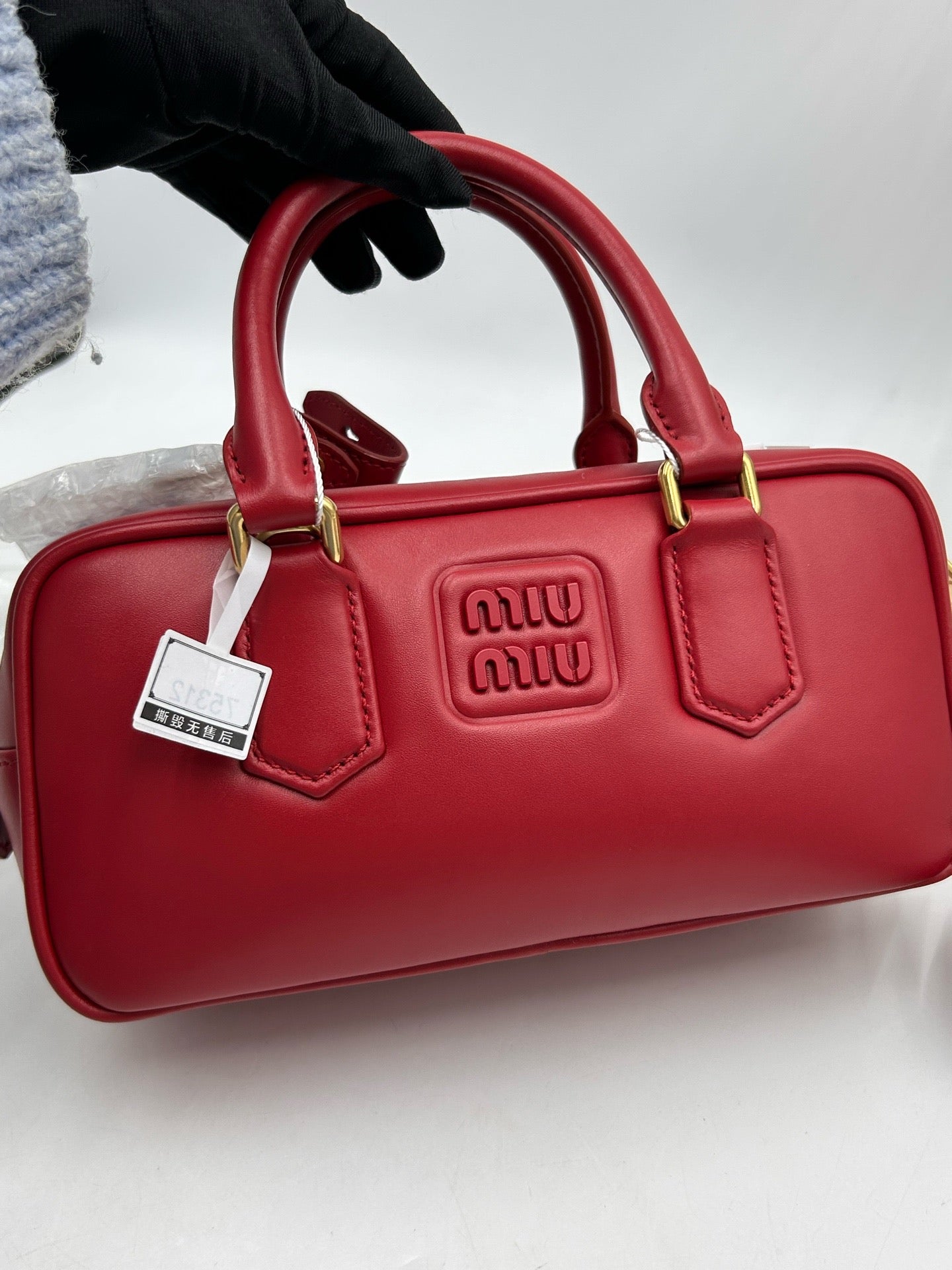 Miu Miu Small Bowling Bag Red Calfskin Leather