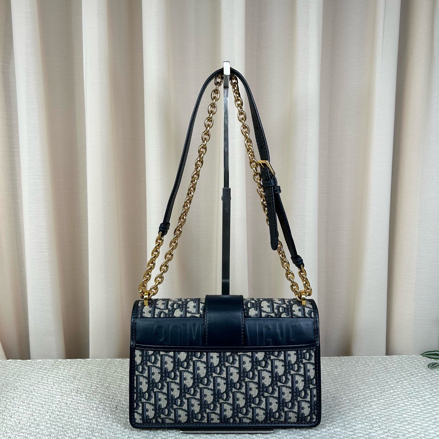 Dior Montaigne Medium Blue Oblique Embroidery Bag