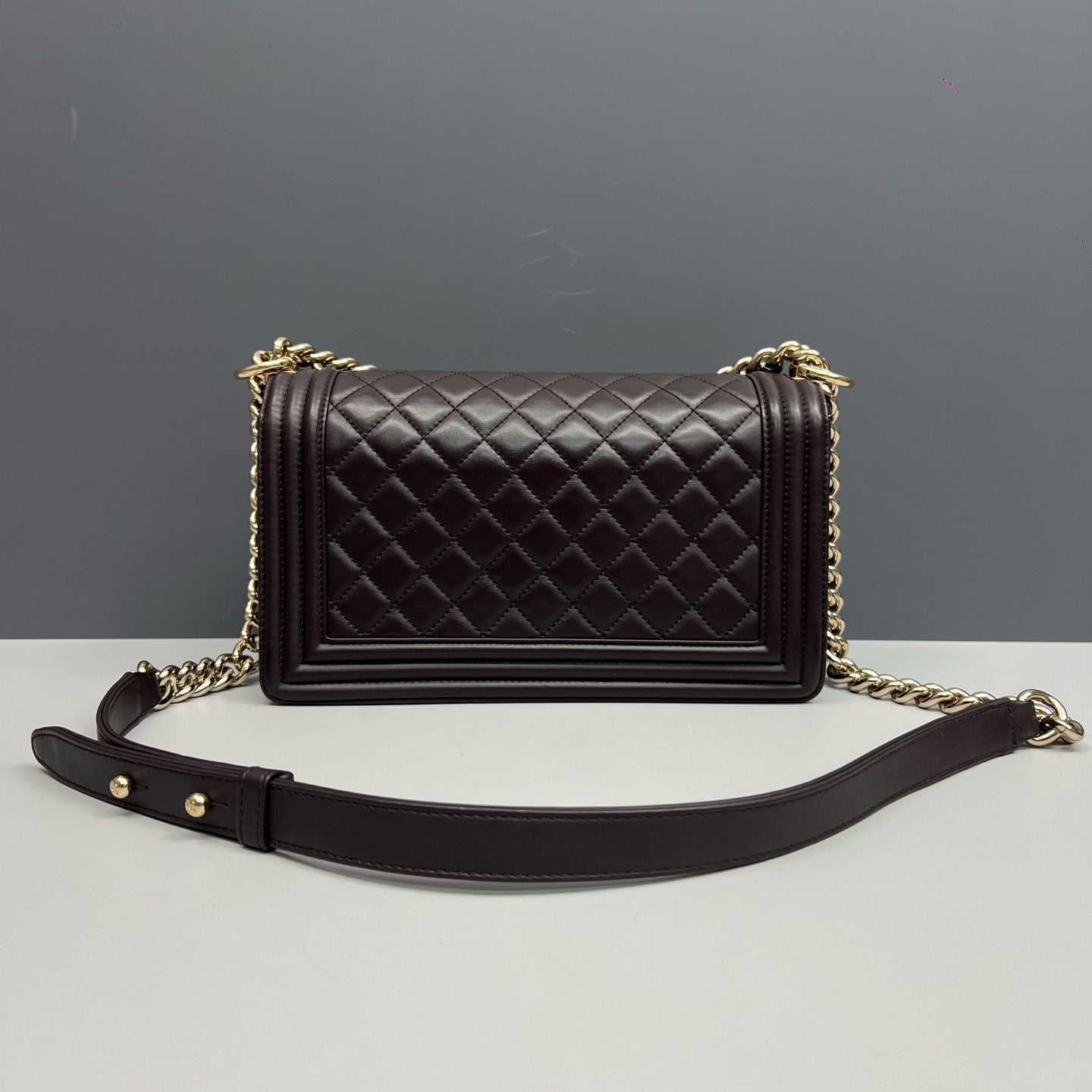 Chanel Medium Boy Flap Bag Dark Burgundy Smooth Lambskin Leather