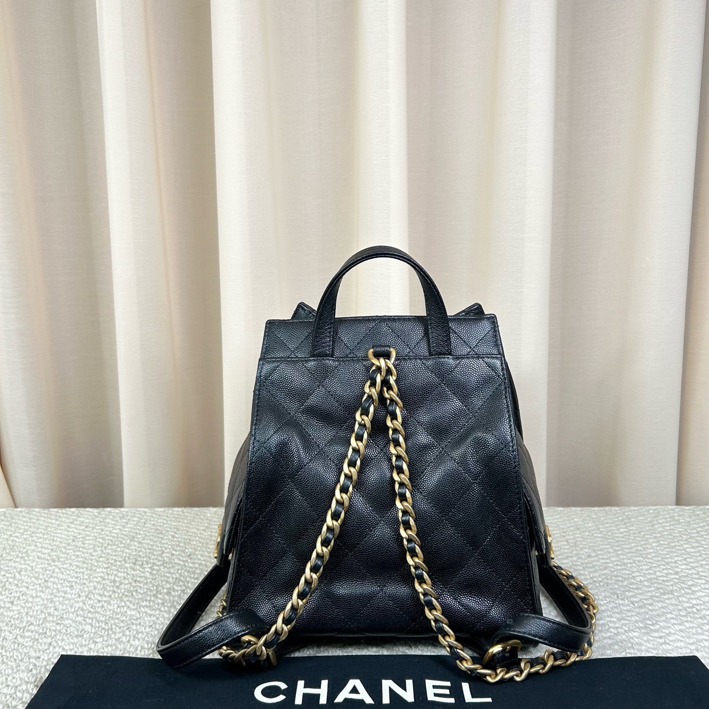 CHANEL Black Caviar 25 Bag Medium Backpack