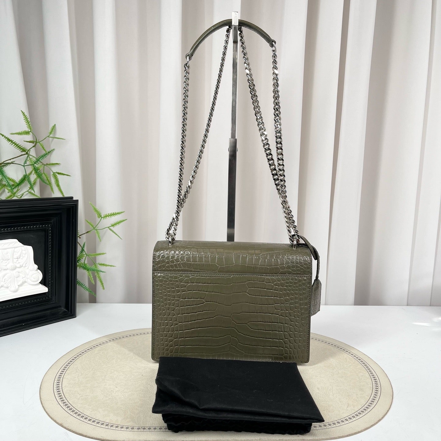 Saint Laurent Sunset Croc Embossed Small Bag