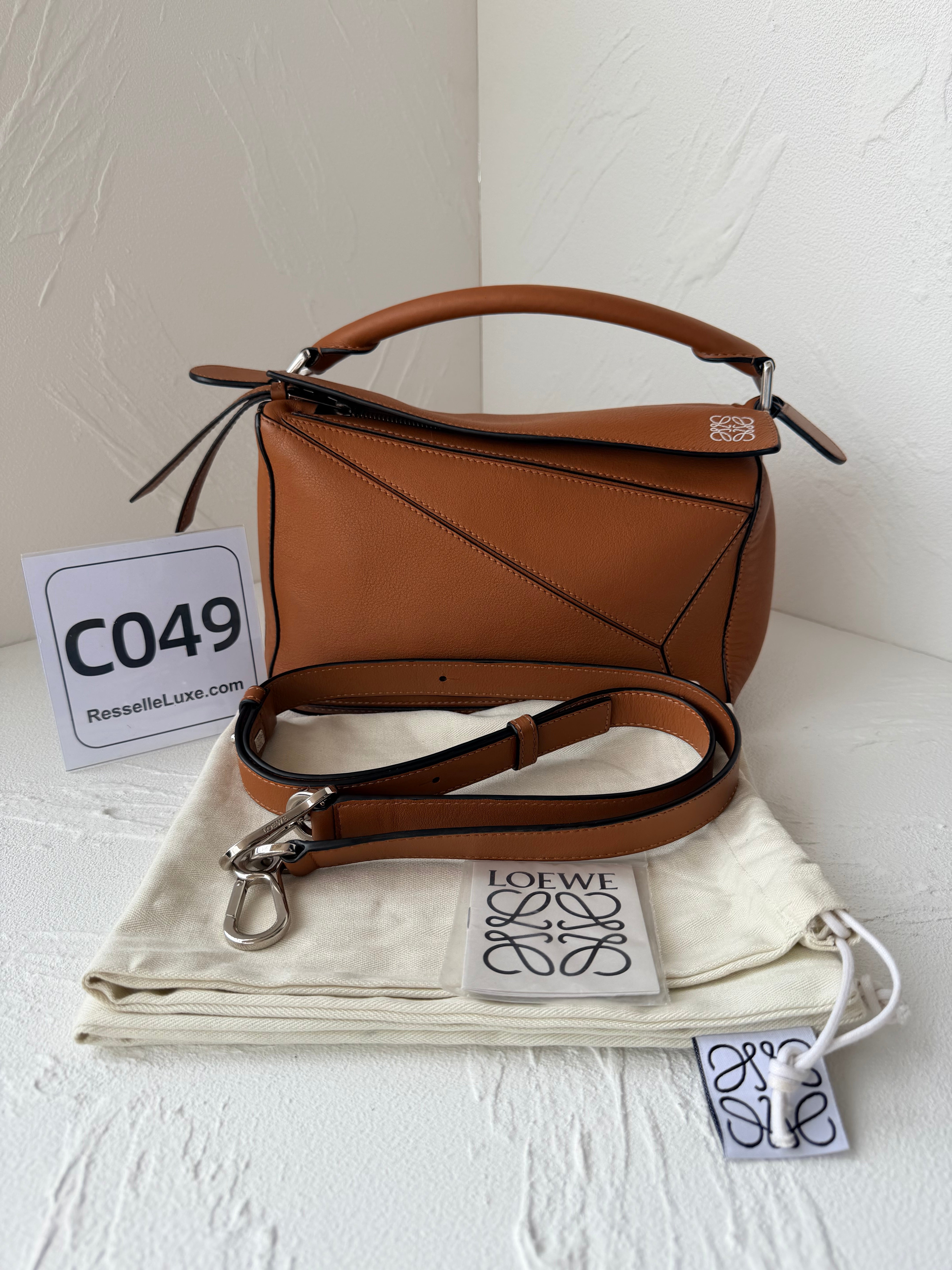Loewe Puzzle Small Tan Leather Shoulder Bag