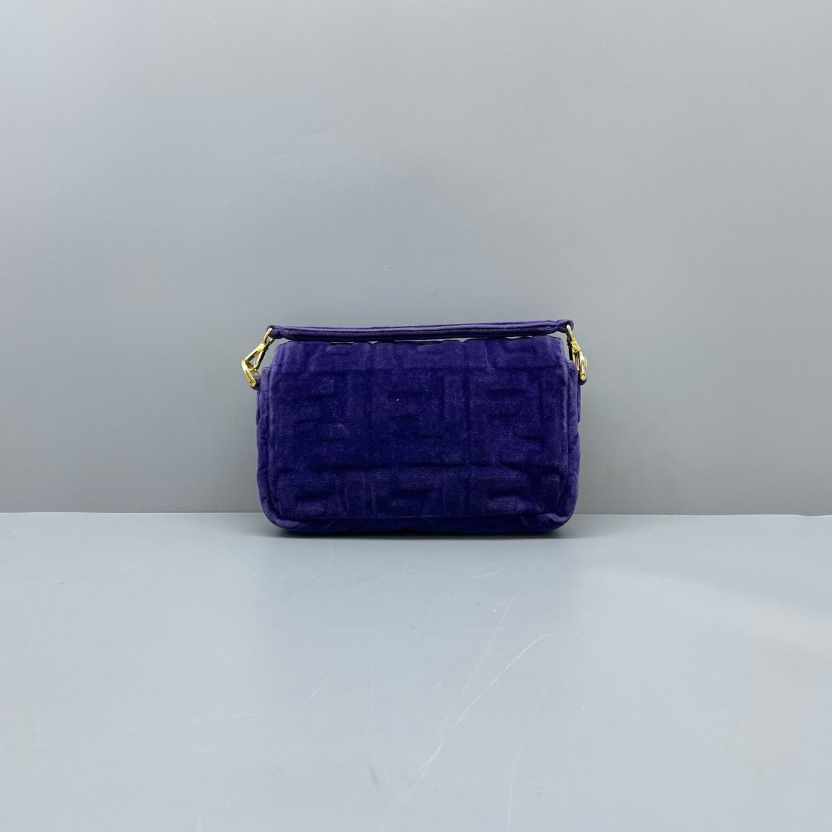 Fendi Baguette, Purple Velvet Embossed FF
