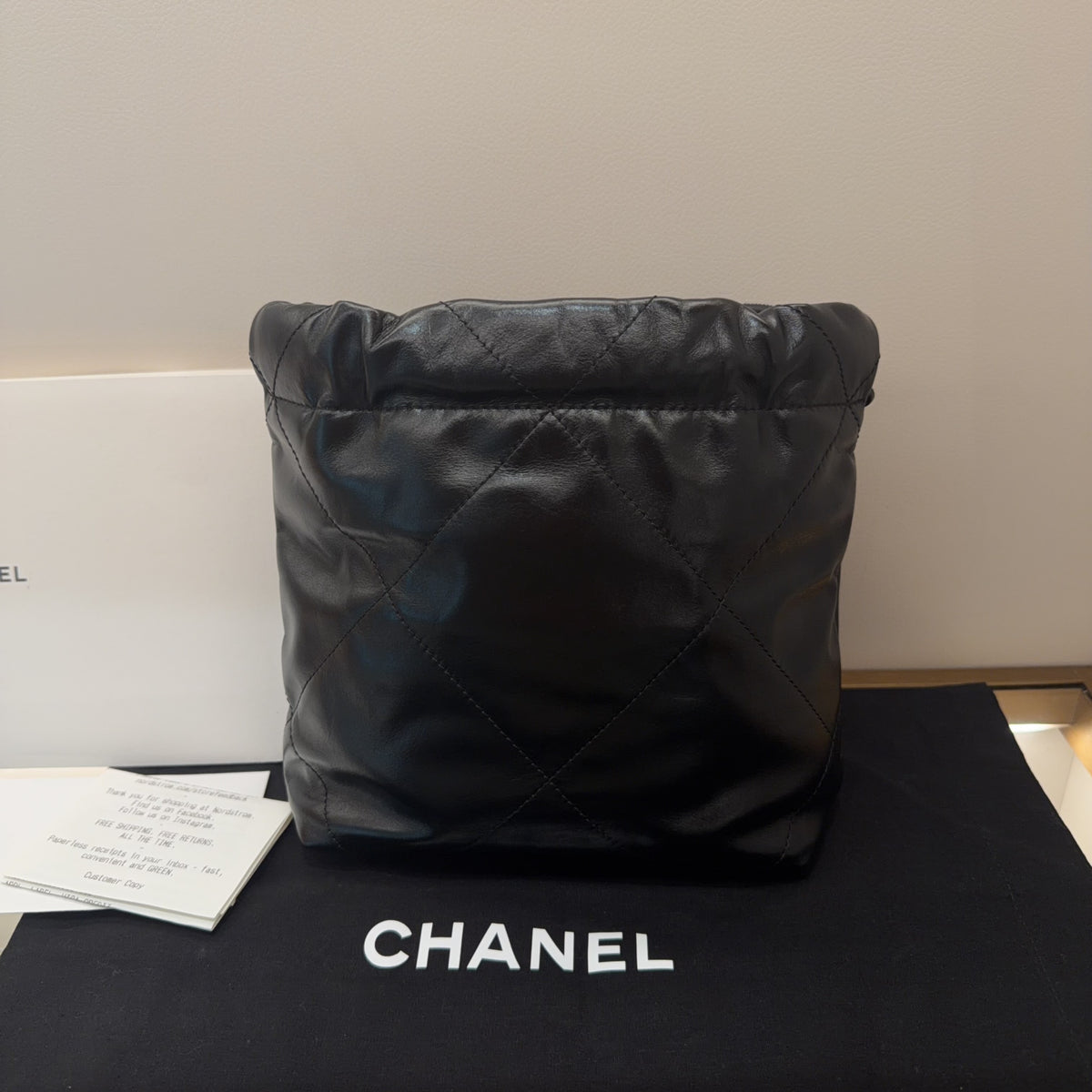 Chanel 22 Bag Mini, Black Shiny Calfskin