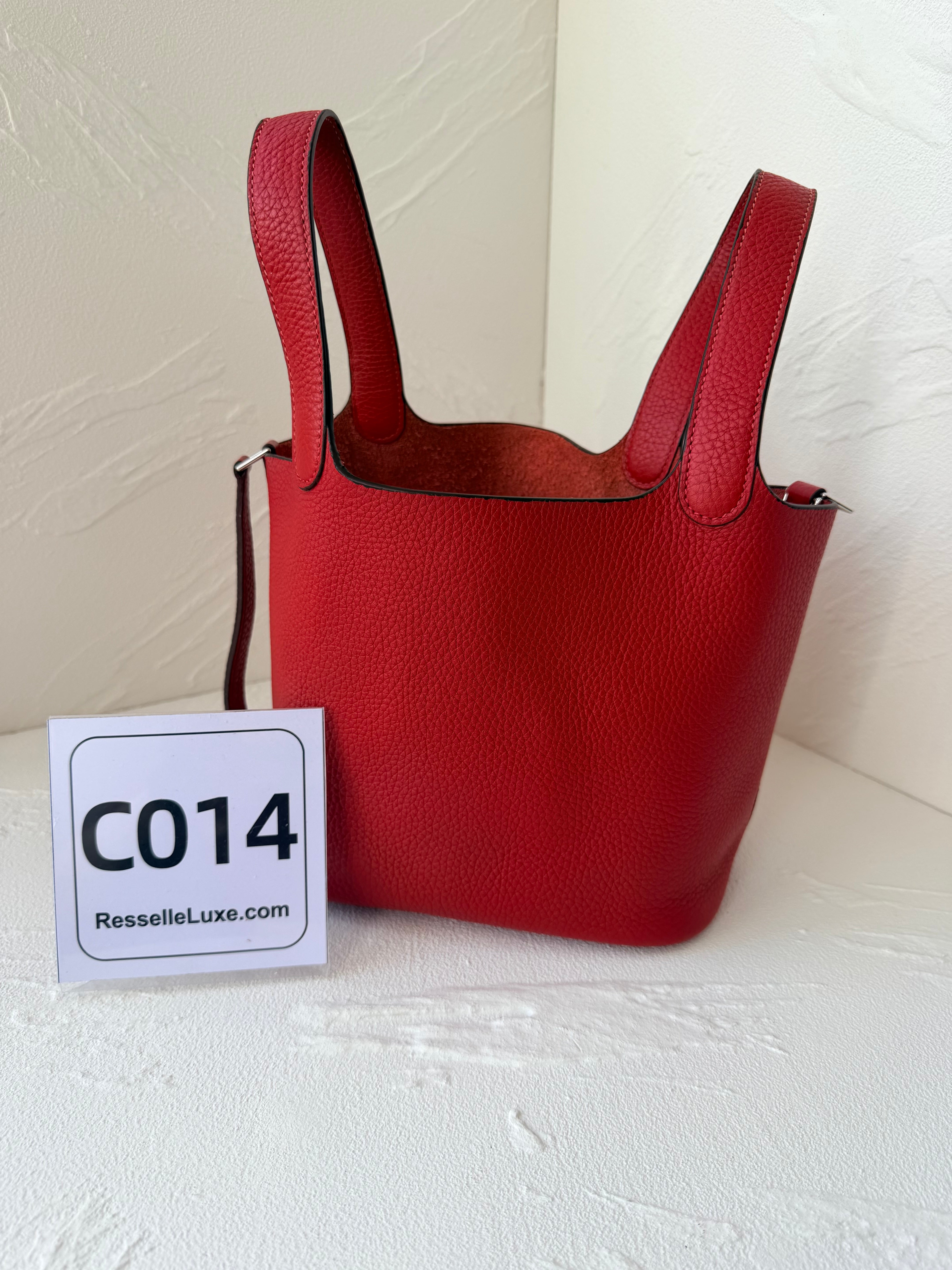 Hermès Picotin 18 Red Clemence Leather Bucket Bag