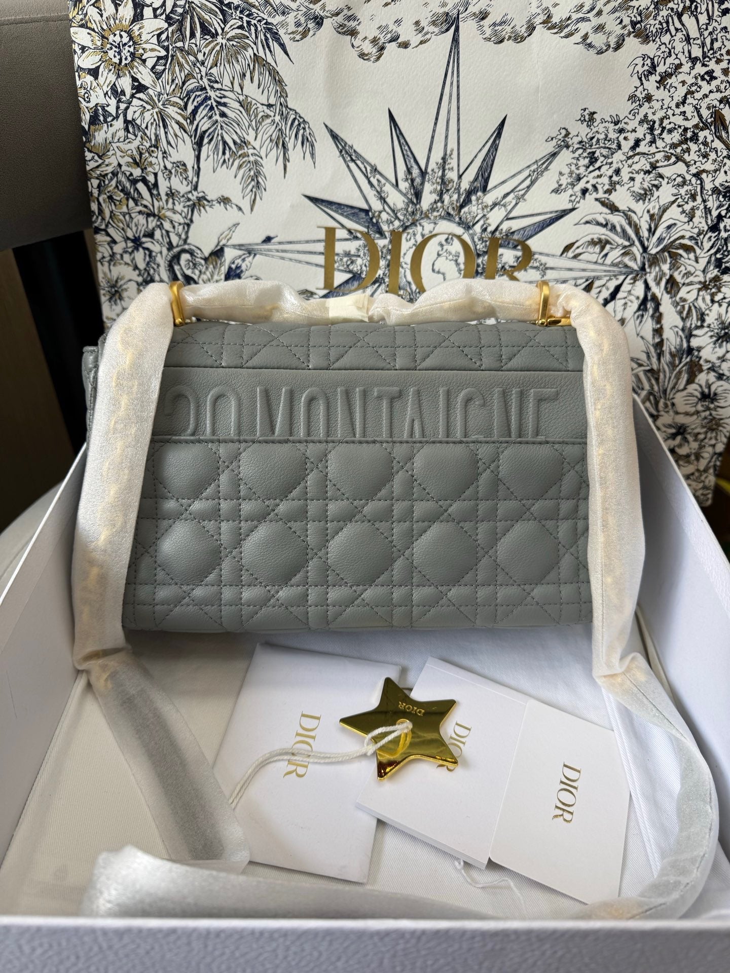 Dior Caro Medium Stone Gray