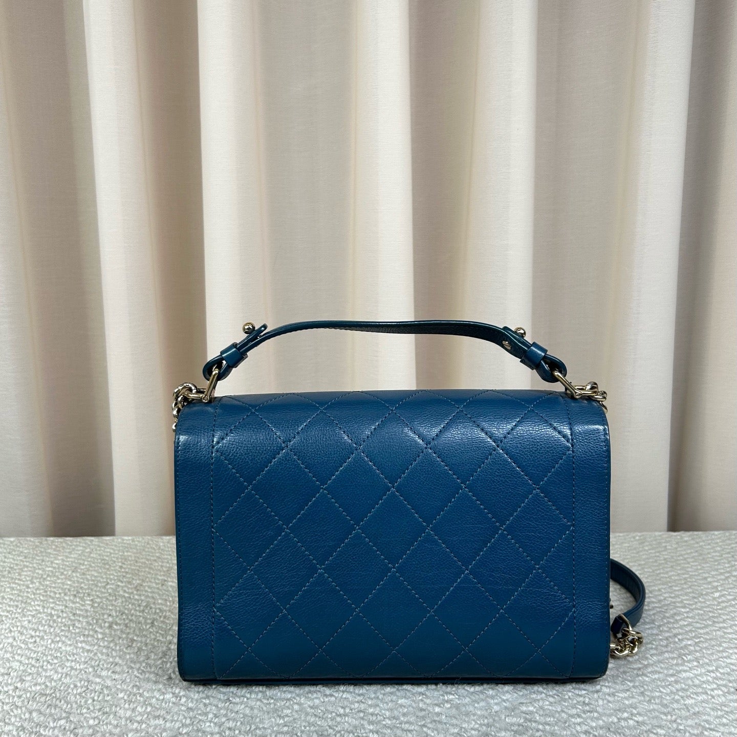 CHANEL Blue Quilted Messenger Bag