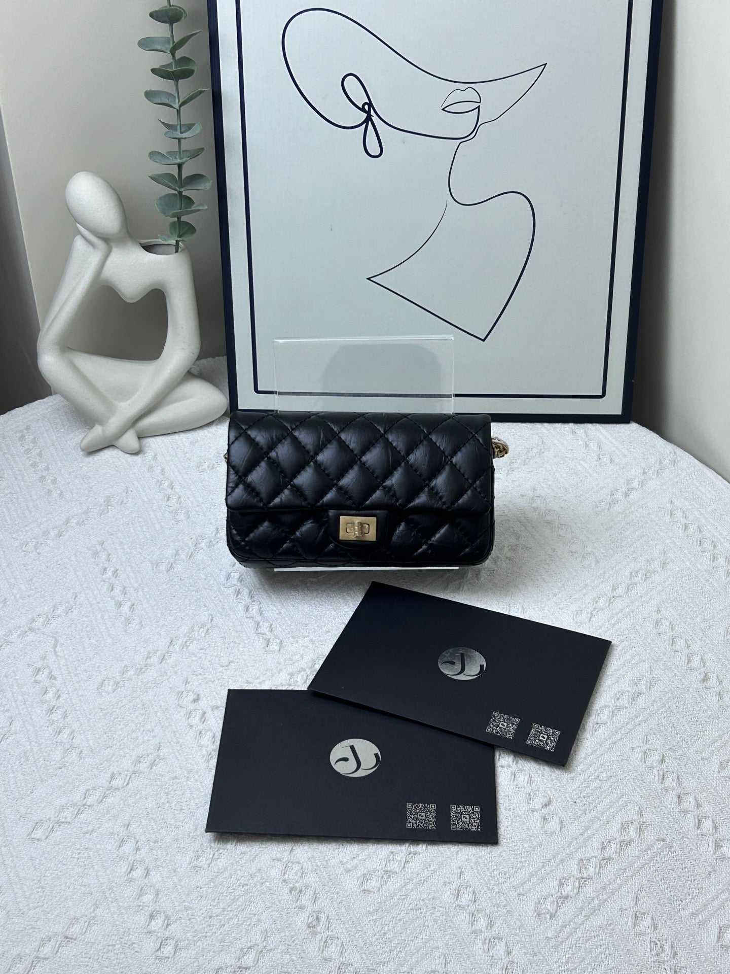 CHANEL Reissue 2.55 Black Quilted Flap Bag mini