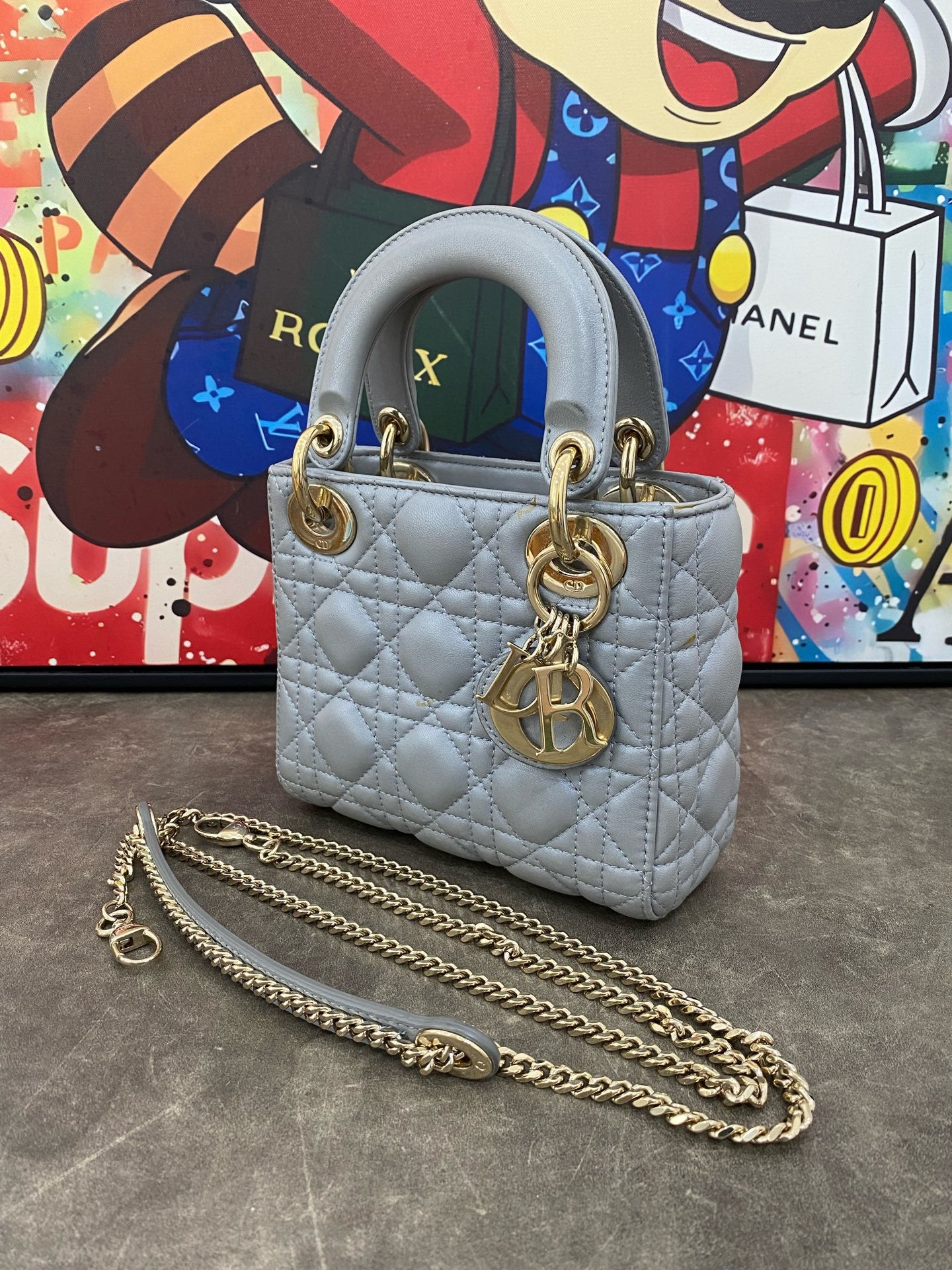 Dior Mini Lady Dior 3 Cannage Quilted Lambskin Multiway