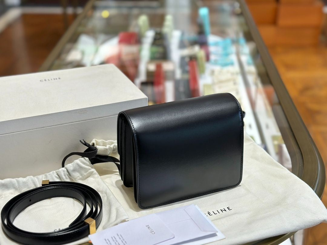 Celine Box Mini Black Calfskin Leather Crossbody Bag