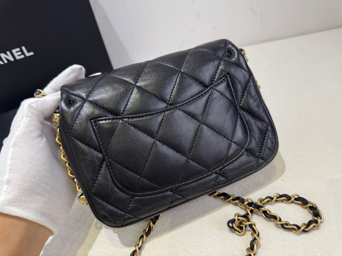 Chanel Chain Around Flap, Black Lambskin Leather