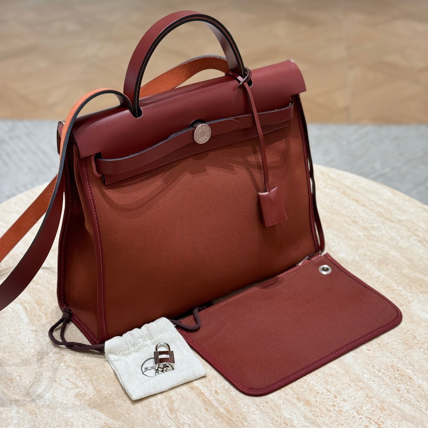 Hermès Herbag Zip 31 Canvas & Vachetta Crossbody Bag