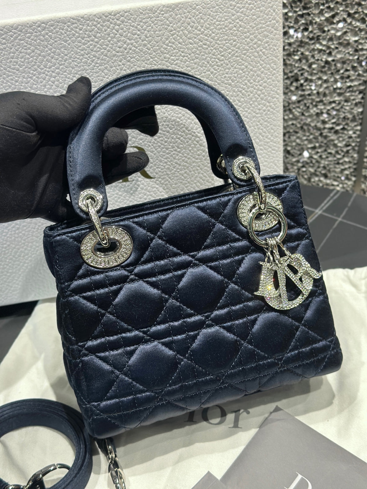 Dior Mini Lady Dior Blue Satin