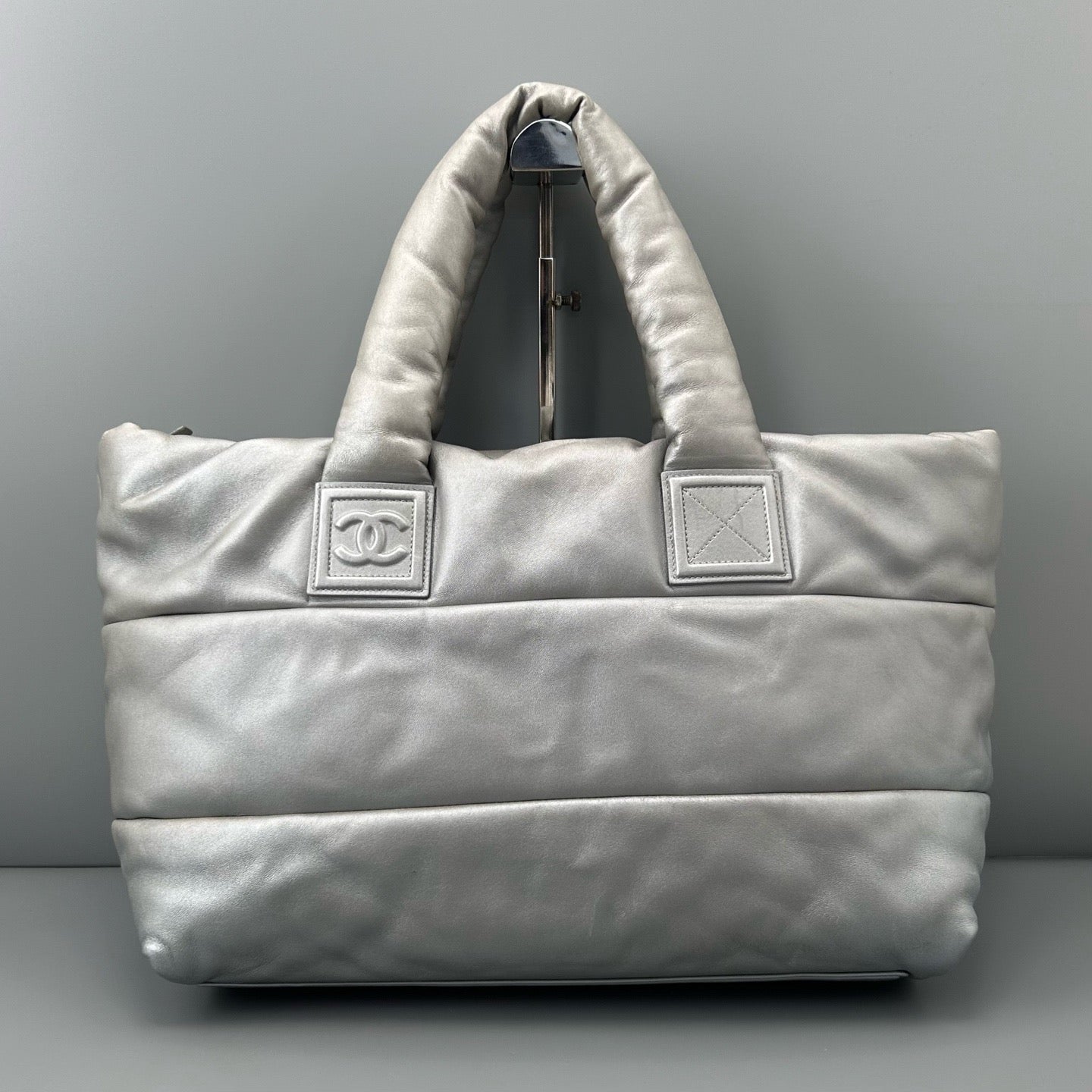 Chanel Coco Cocoon Silver Padded Lambskin Large