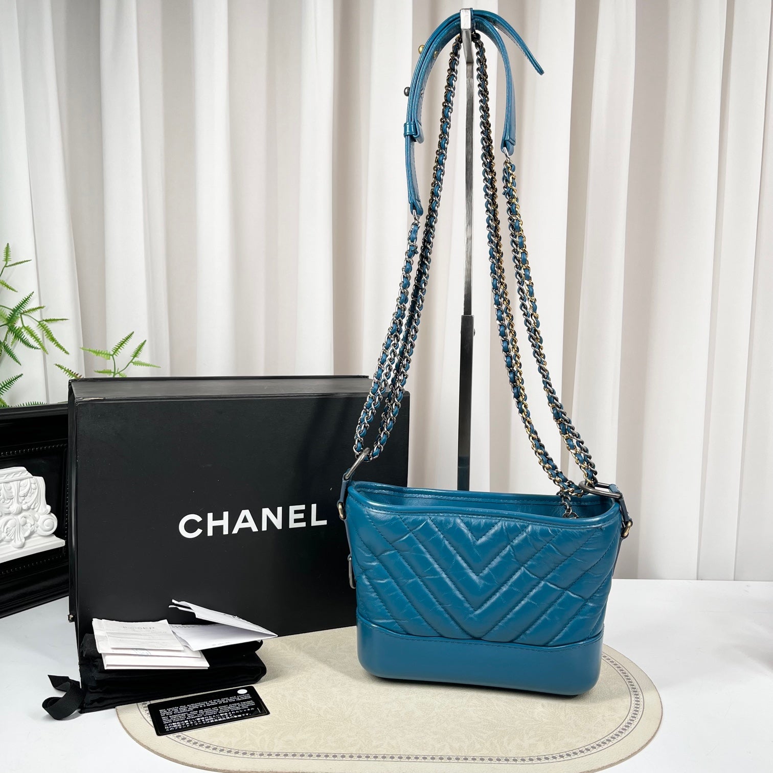Chanel Blue V-Stitch Gabrielle Hobo Bag