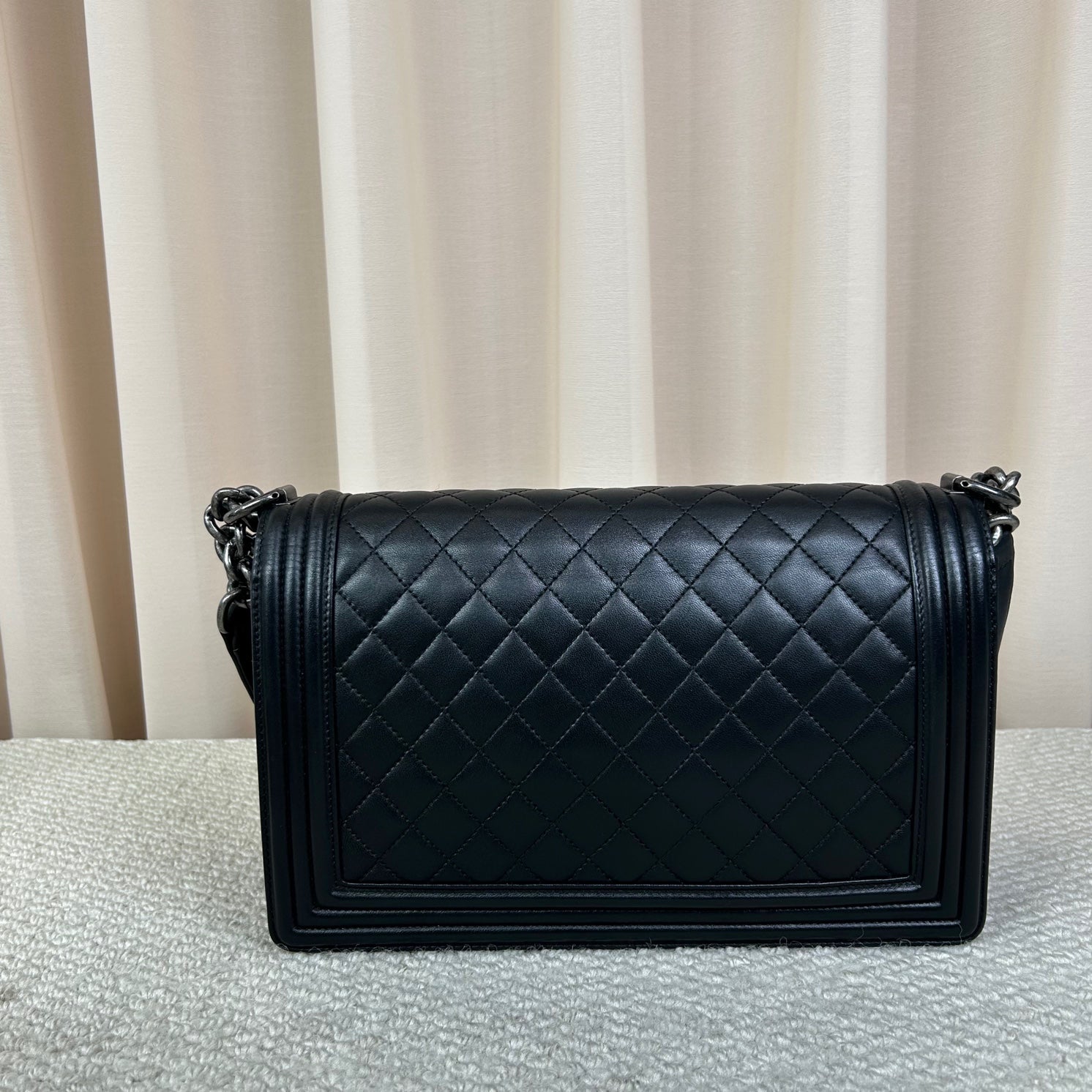 Chanel Leboy Bag Quilted Lambskin Black Silver Tone