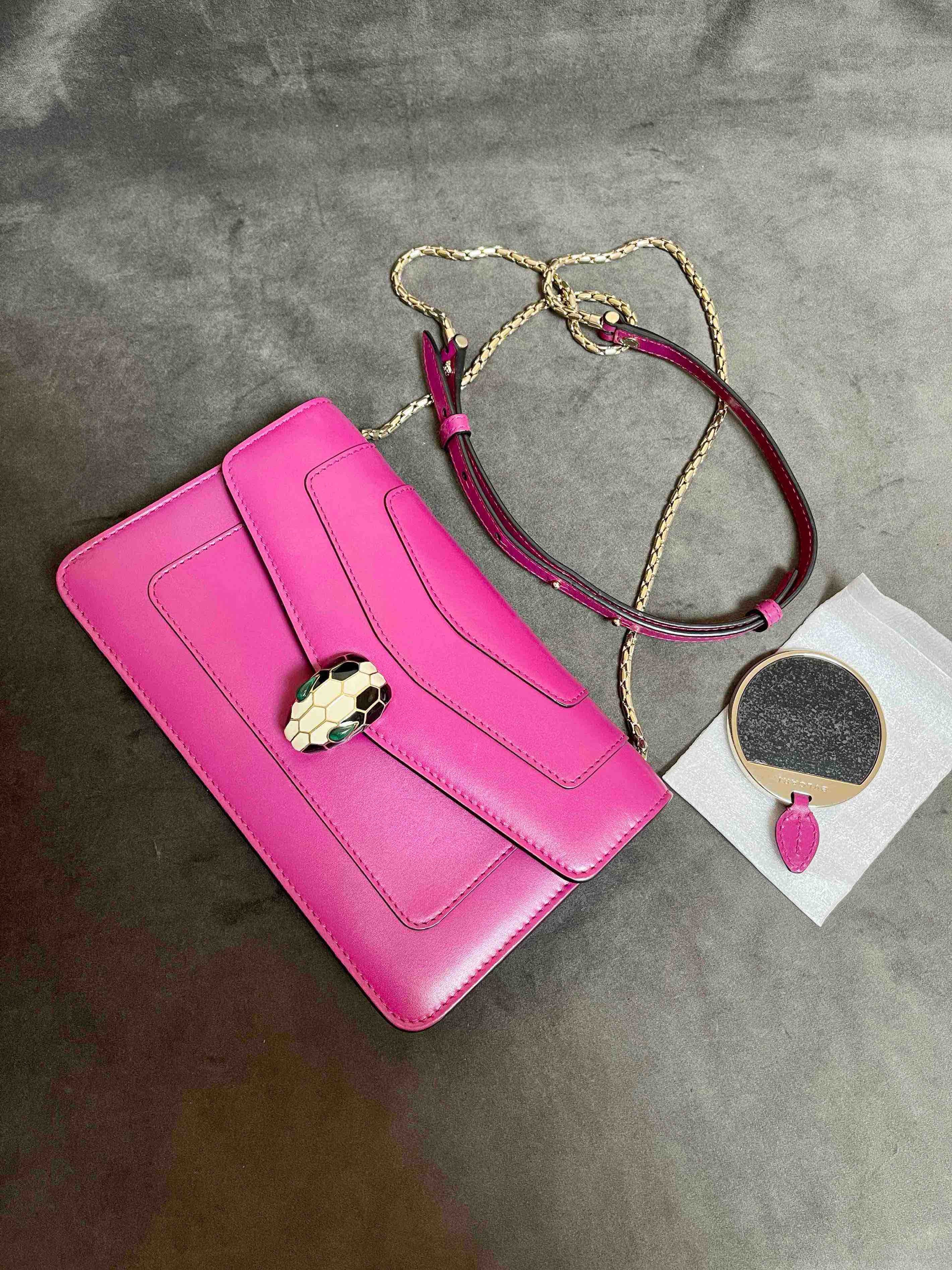 Bvlgari Serpenti Forever Pink Leather Crossbody Bag