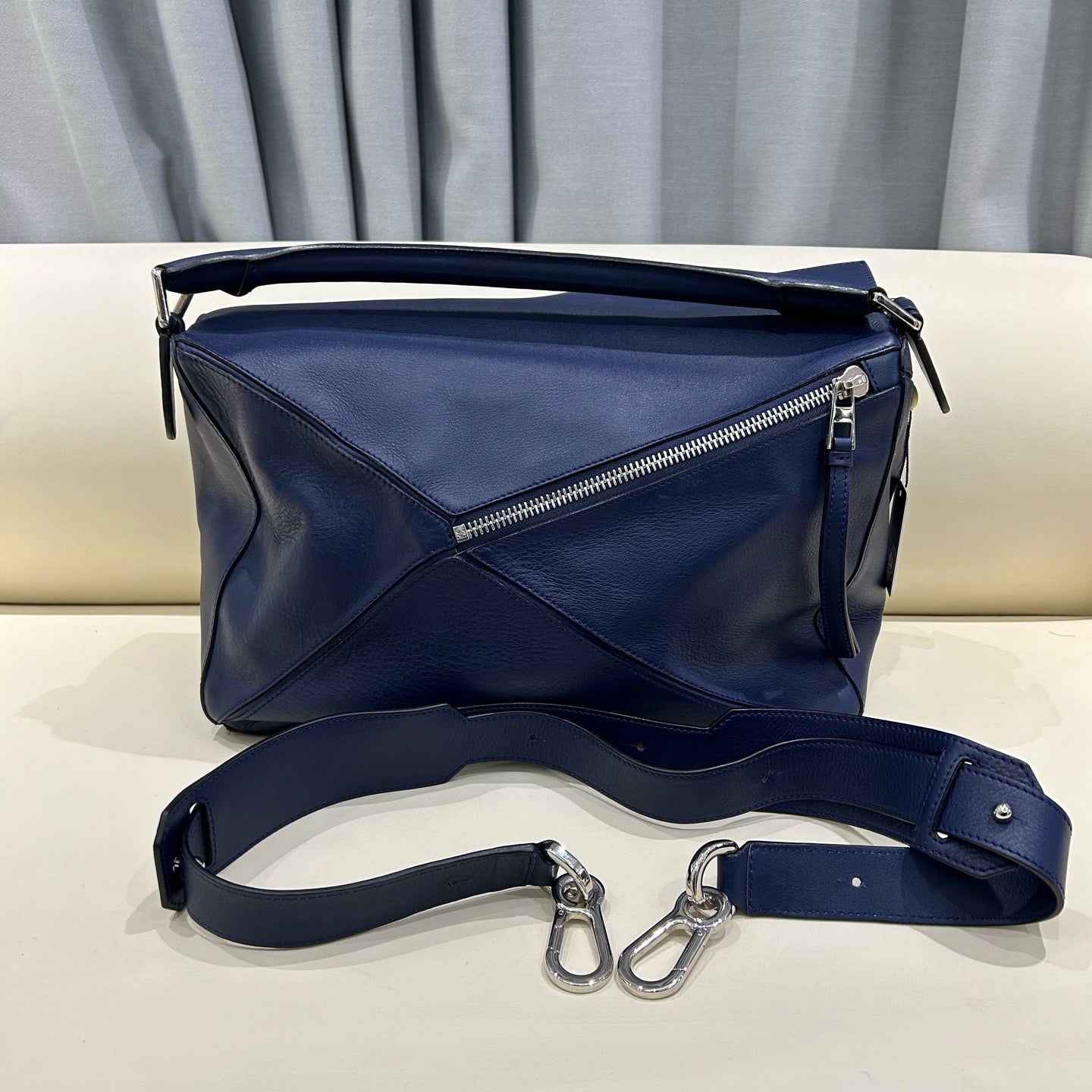 LOEWE Puzzle Large Bag in Midnight Blue Smooth Calf