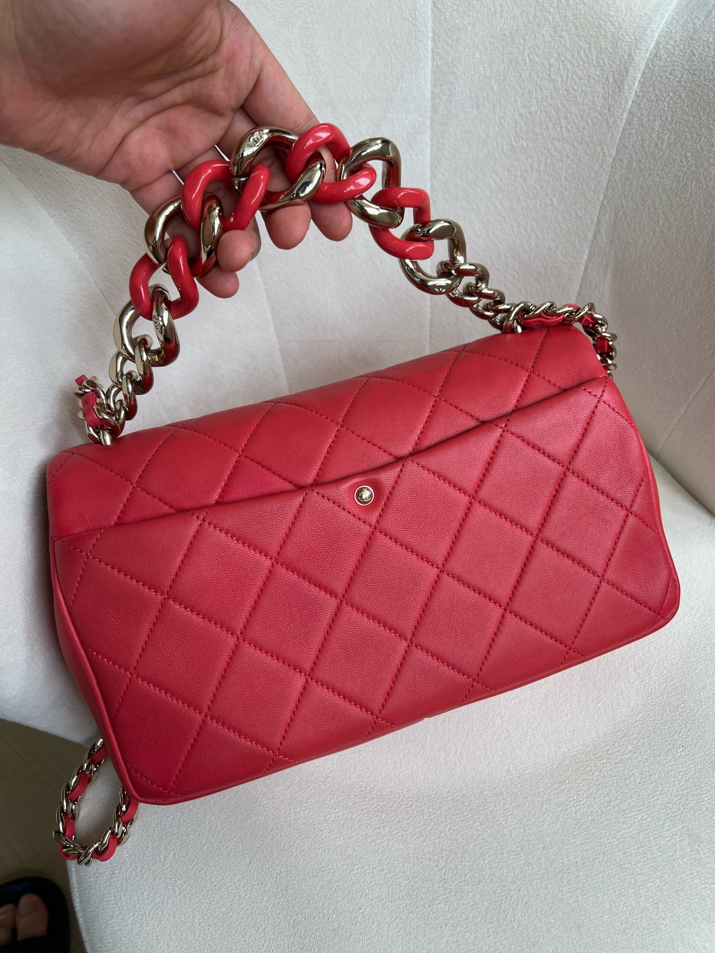 Chanel Medium Classic Flap Bag in Red Lambskin with Silver
