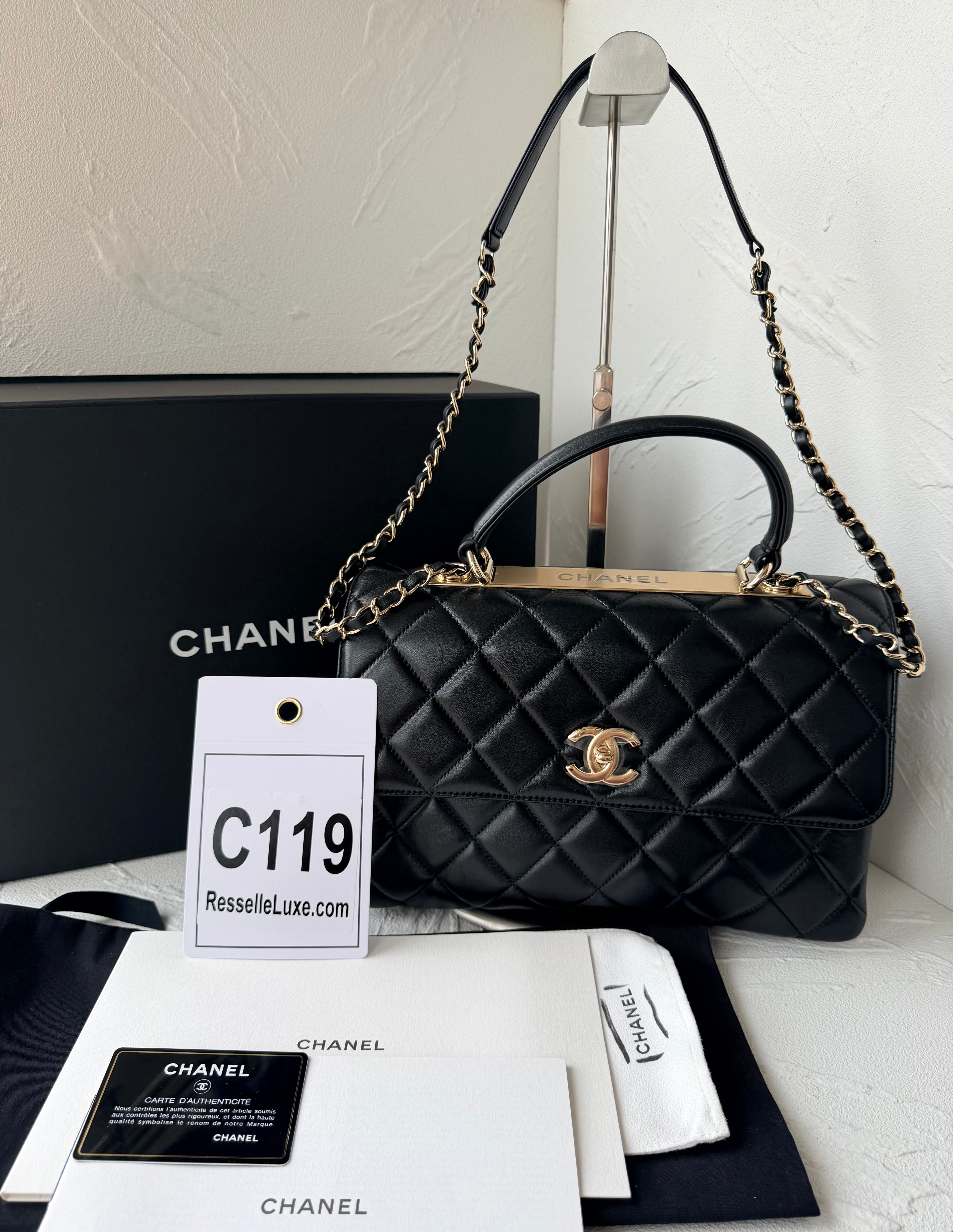 Chanel Trendy CC Medium, Black Lambskin Leather