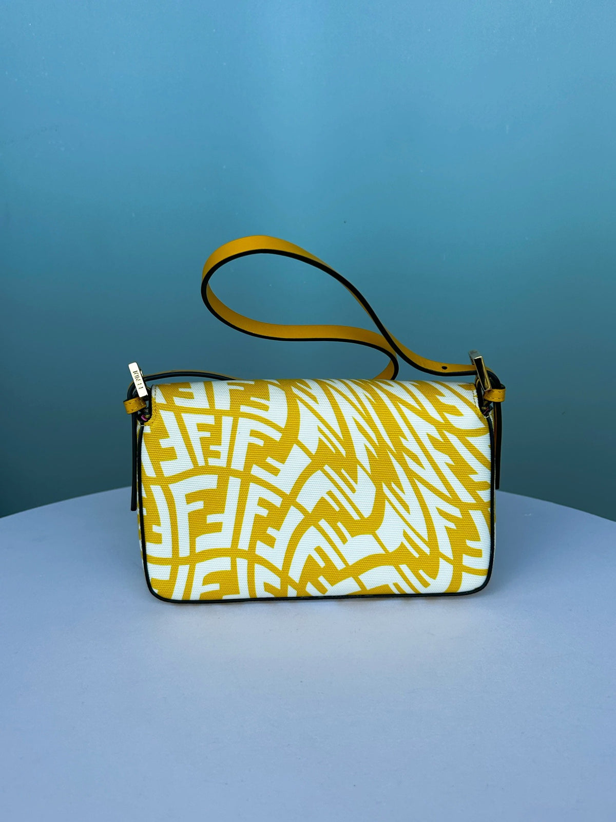 Fendi Mini Baguette, Yellow & White FF Vertigo Canvas