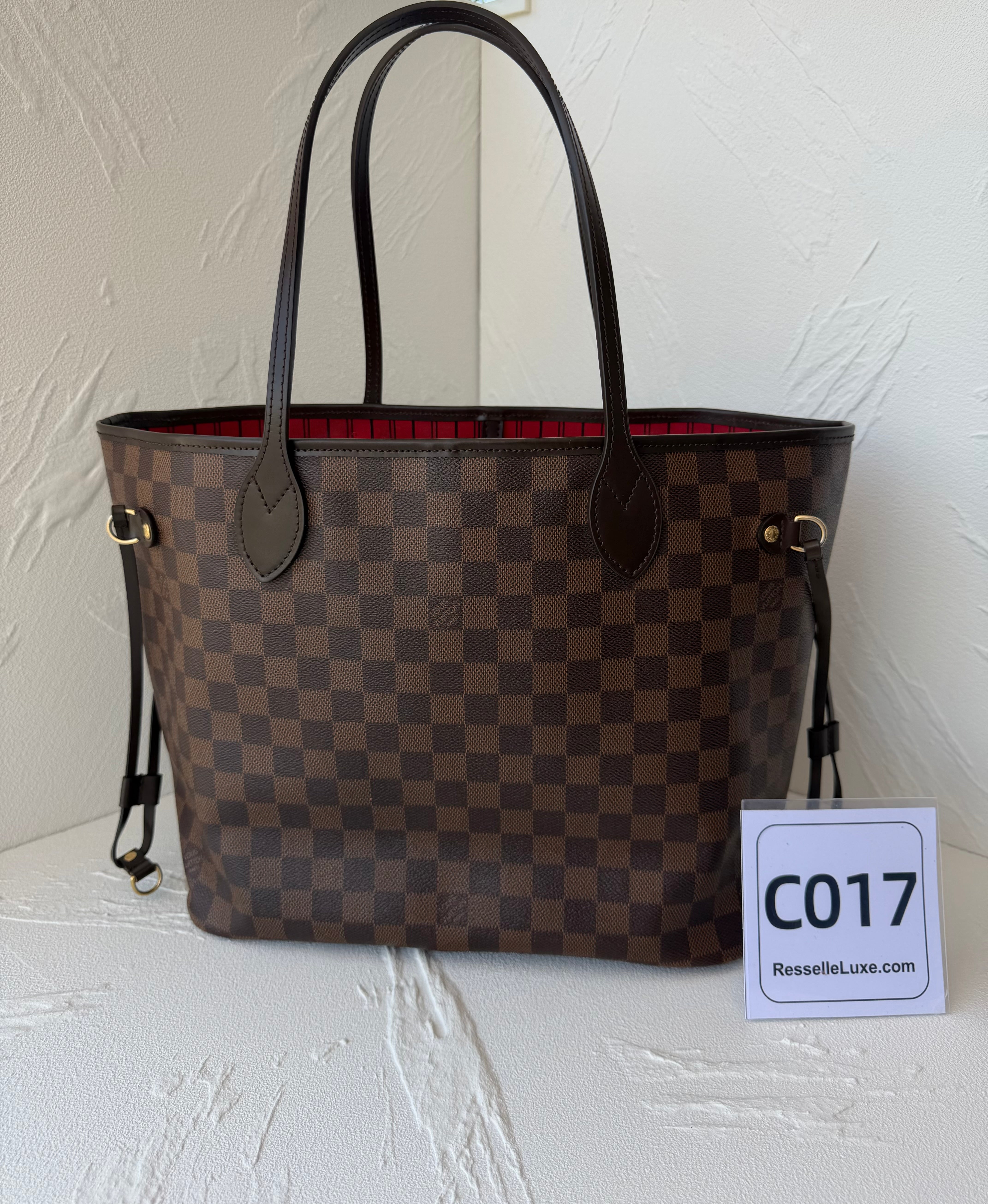 Louis Vuitton Neverfull MM Medium Damier Ebene Canvas Tote Bag