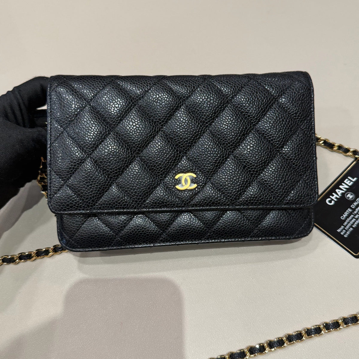 Chanel WOC Wallet On Chain, Black Caviar Leather