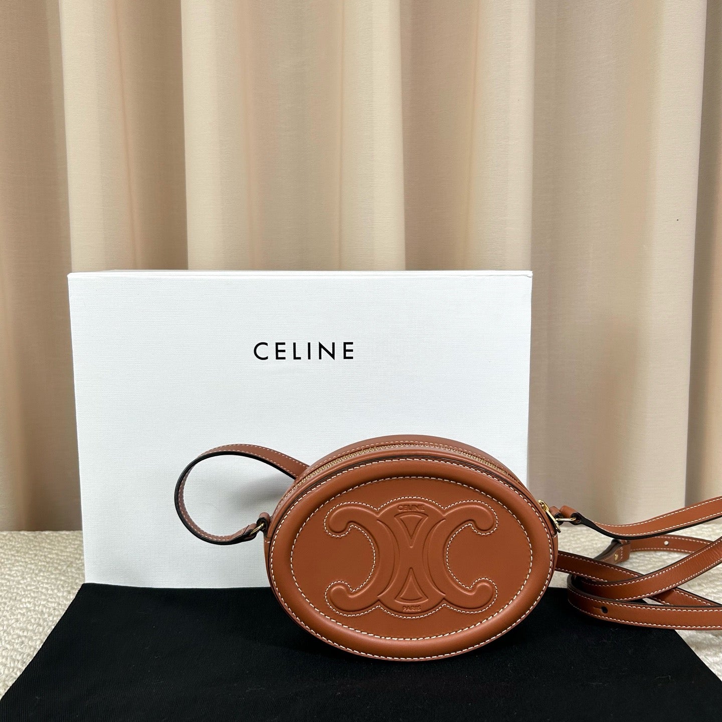 Celine Triomphe 16cm Caramel Round Bag