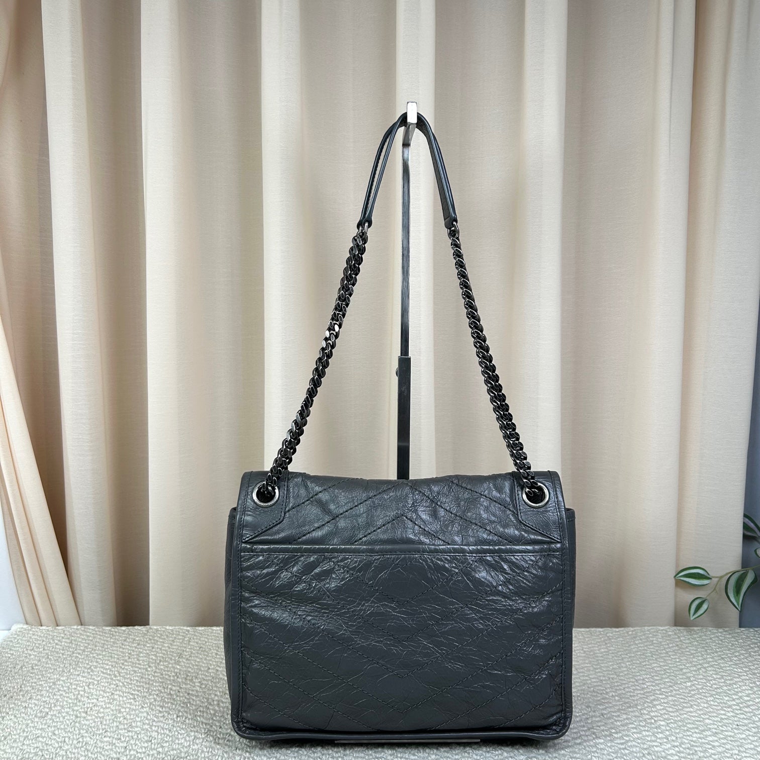 Saint Laurent YSL Niki Medium Dark Grey Leather