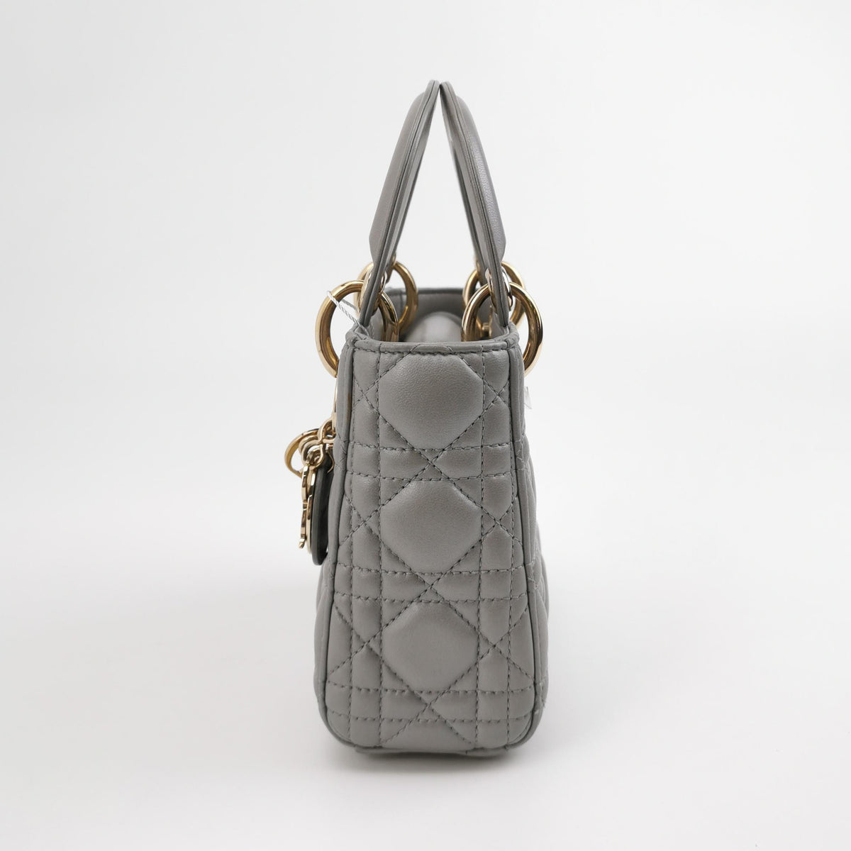 Dior Lady Dior Mini, Grey Lambskin Cannage Leather