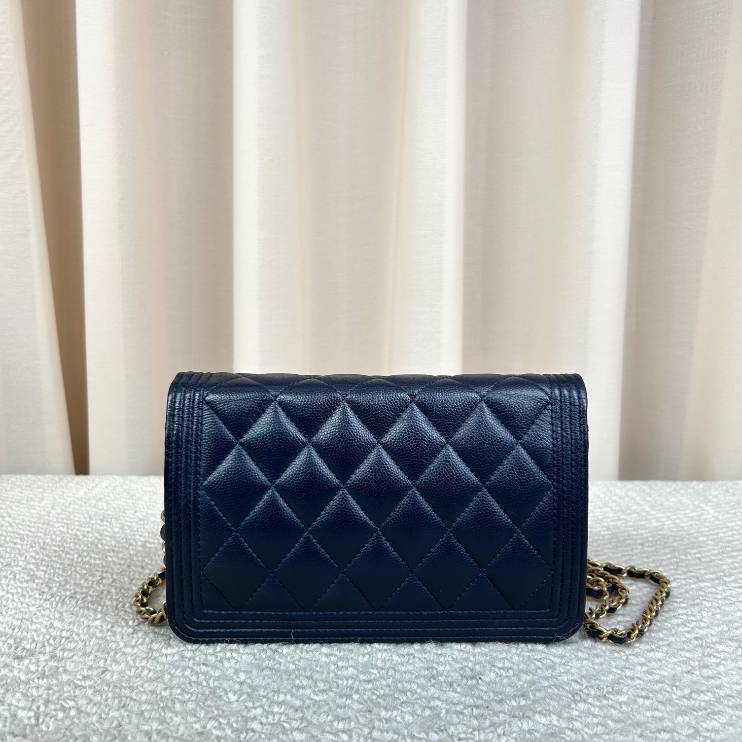 Chanel Leboy WOC Caviar Chain Bag dark blue