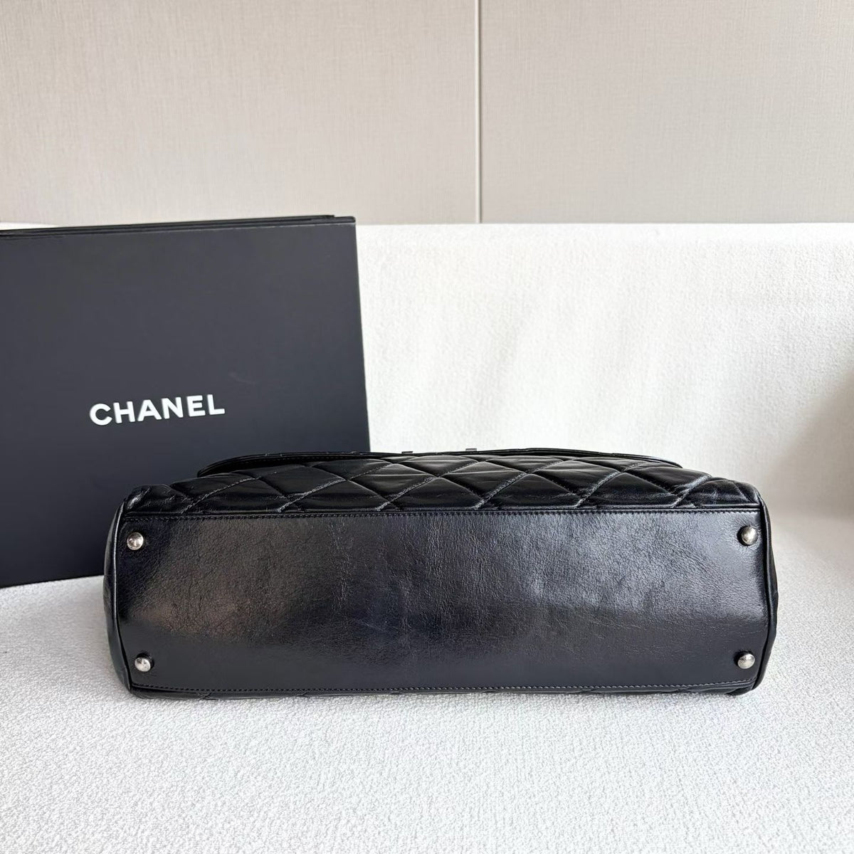 Chanel Le Boy Top Handle Satchel, Black Calfskin Leather