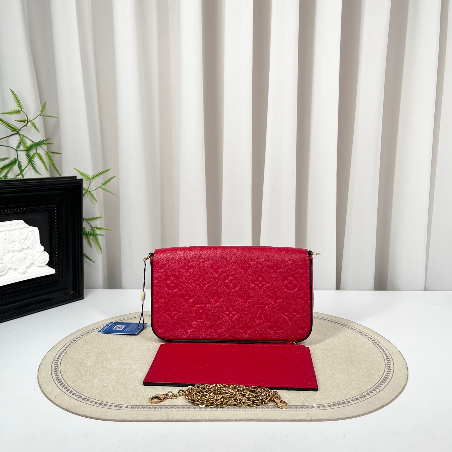 Louis Vuitton Red Monogram Empreinte Felicie Pochette Chain Bag