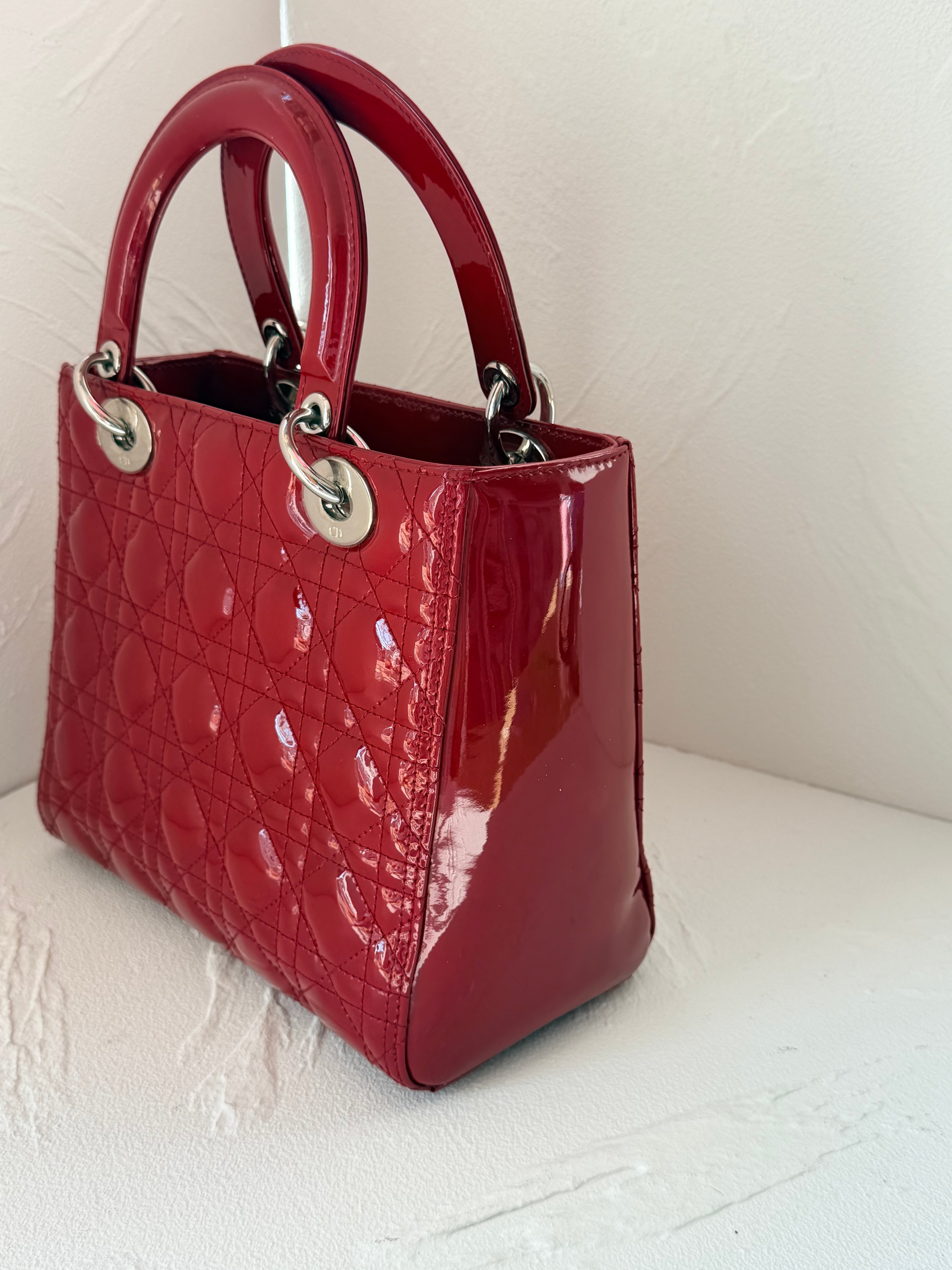 Dior Medium Lady Dior Burgundy Patent