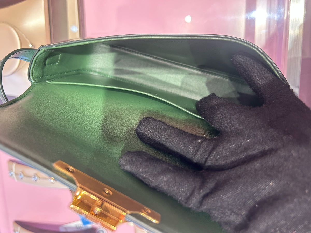 Celine Triomphe East‑West Dark Green Gold‑Tone Hardware