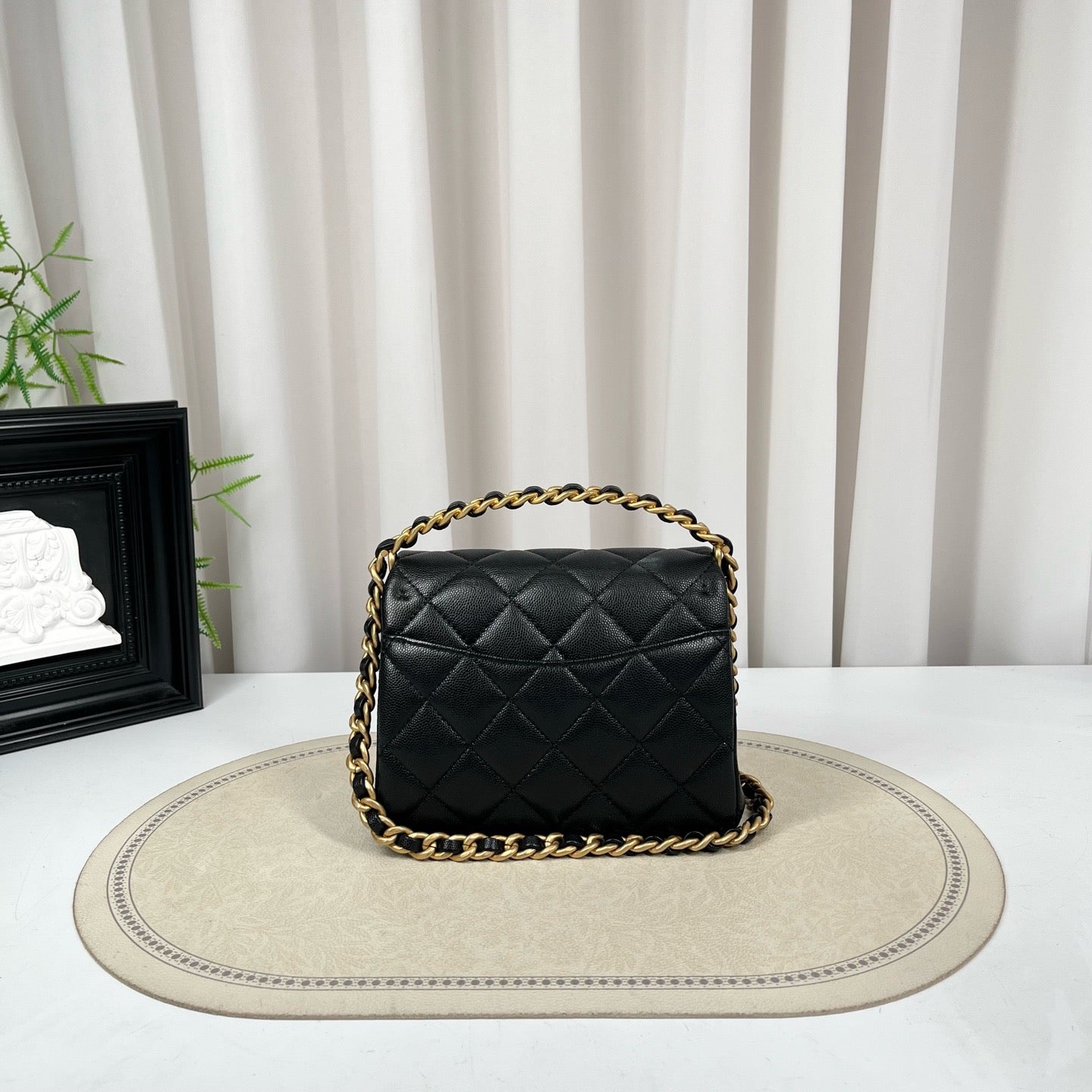 Chanel Handle Flap Small Black Caviar Bag