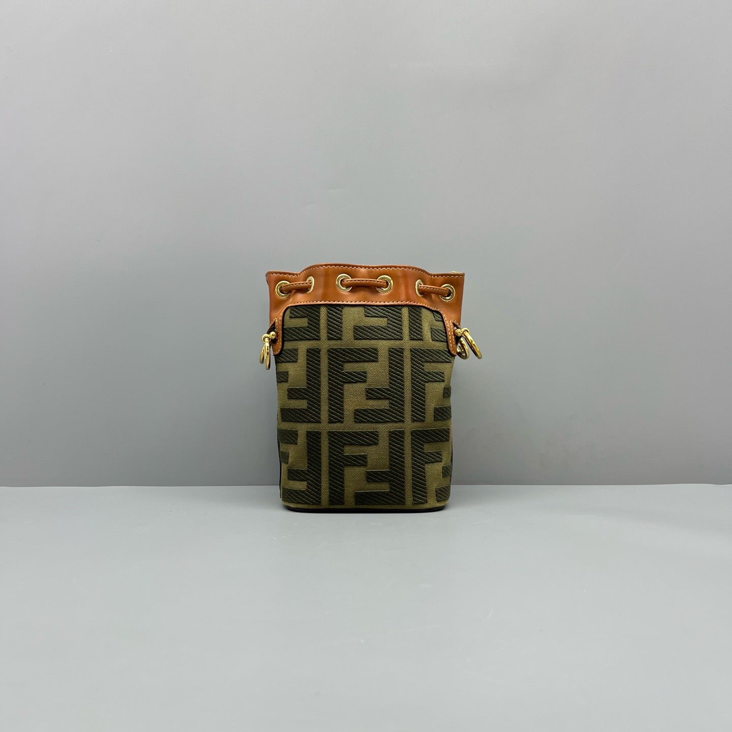 Fendi Green Zucca Canvas & Brown