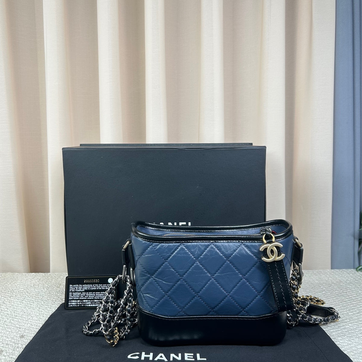 Chanel Gabrielle Bag Blue & Black Waxed Calfskin 20cm