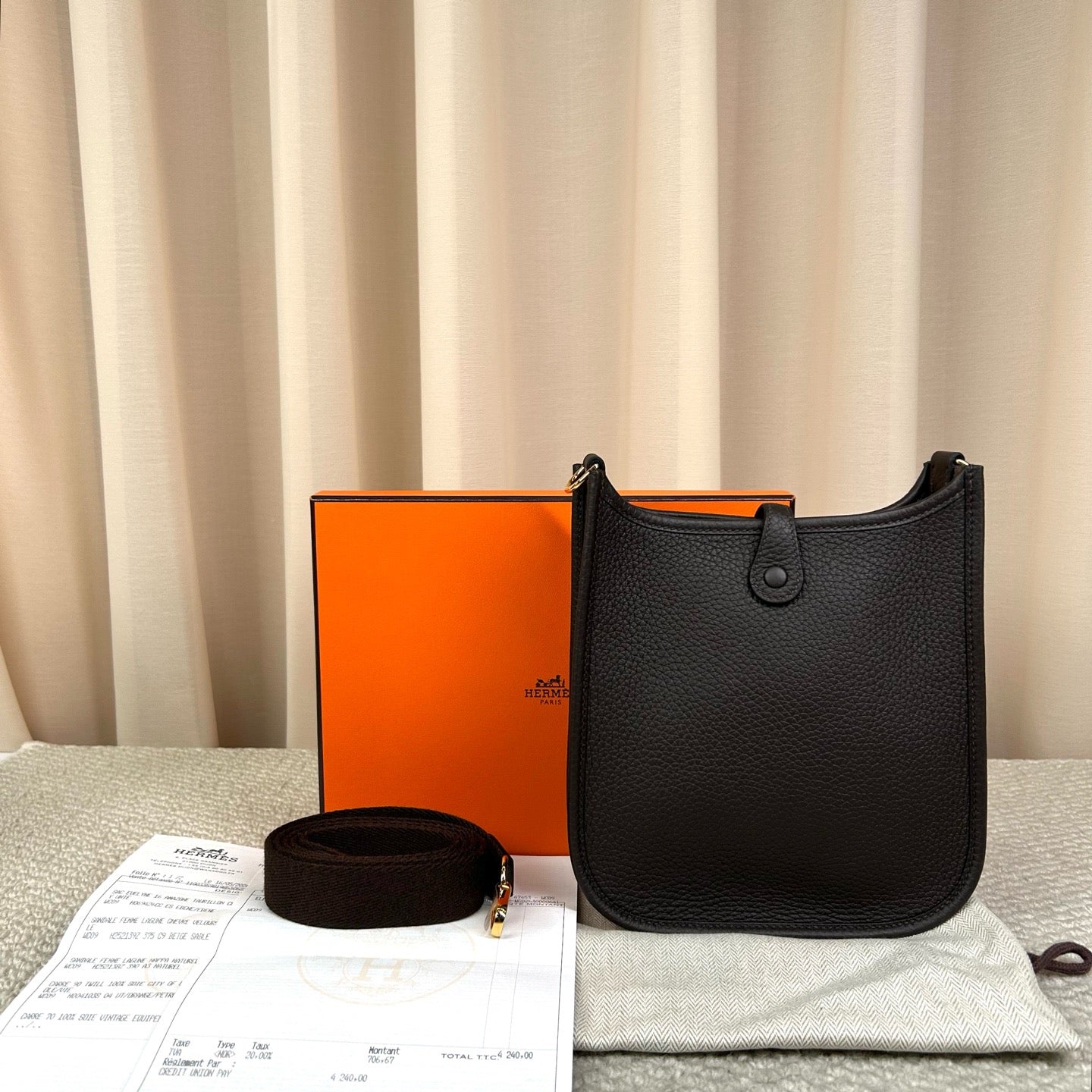 Hermès Evelyne Mini Dark Brown Leather Bag