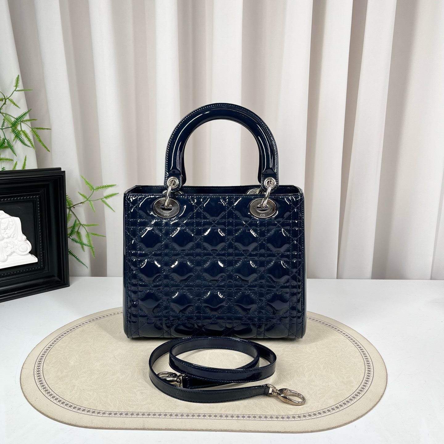 Dior Lady Dior Medium Navy Blue Bag