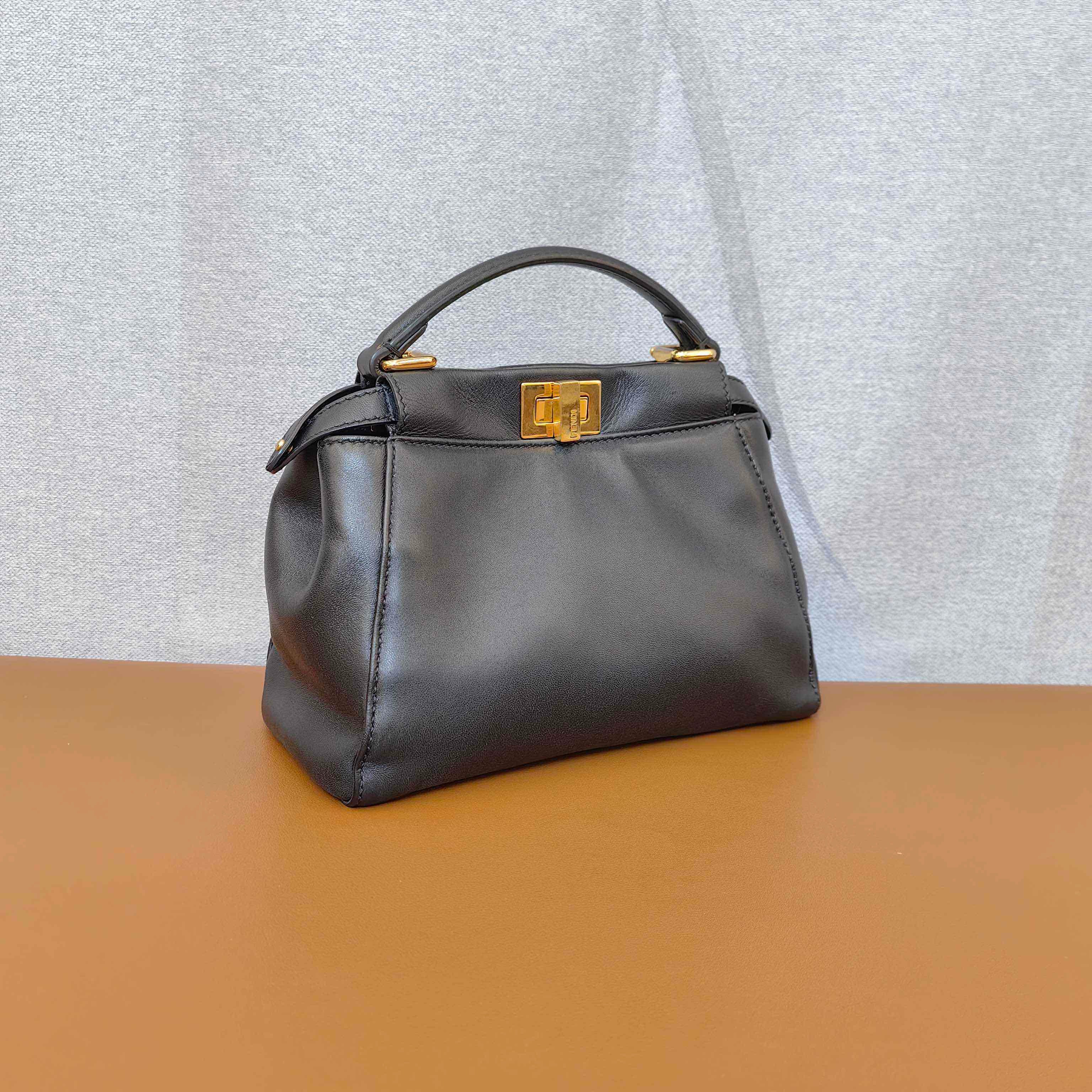 Fendi Peekaboo Mini Black Leather Crossbody Bag