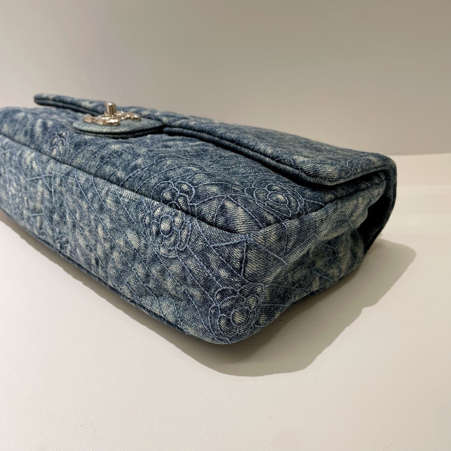 Chanel Limited Edition Camellia Embossed Denim Flap